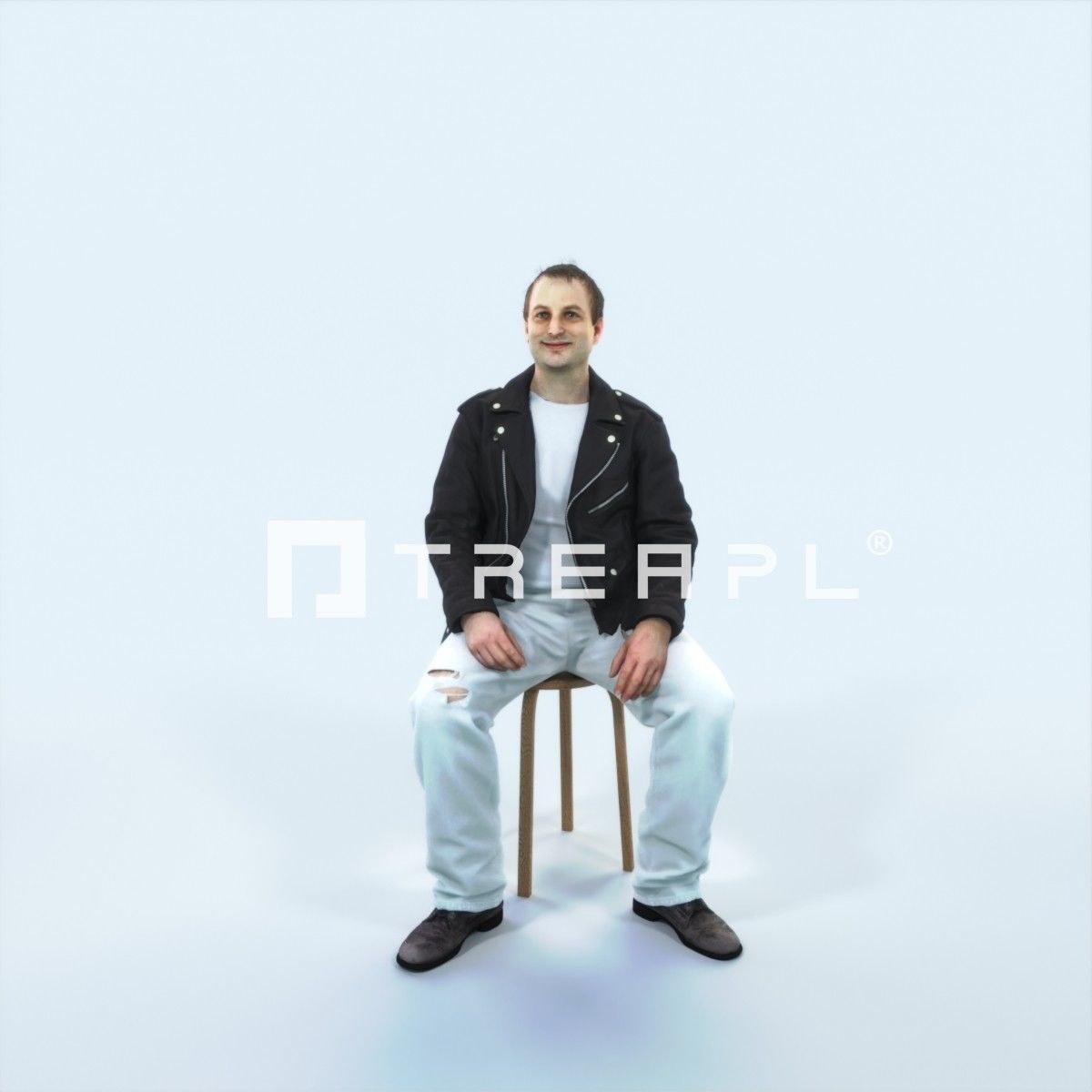 Victory 03M Listening Sitting Casual Man Low-poly 3D model_1