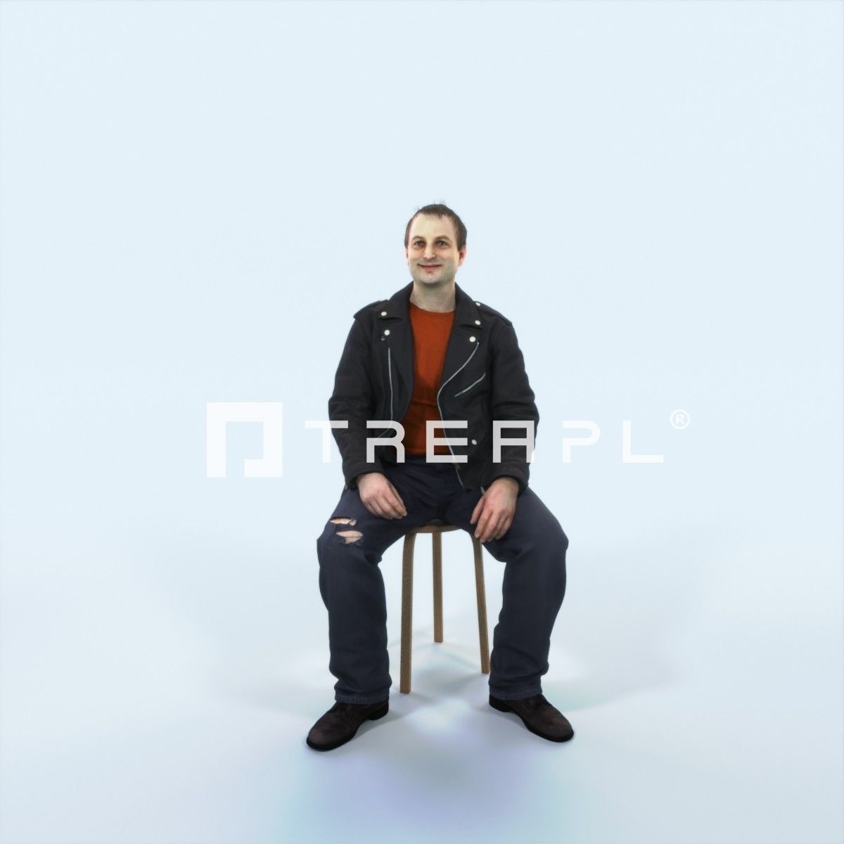 Victory 03L Listening Sitting Casual Man Low-poly 3D model_1