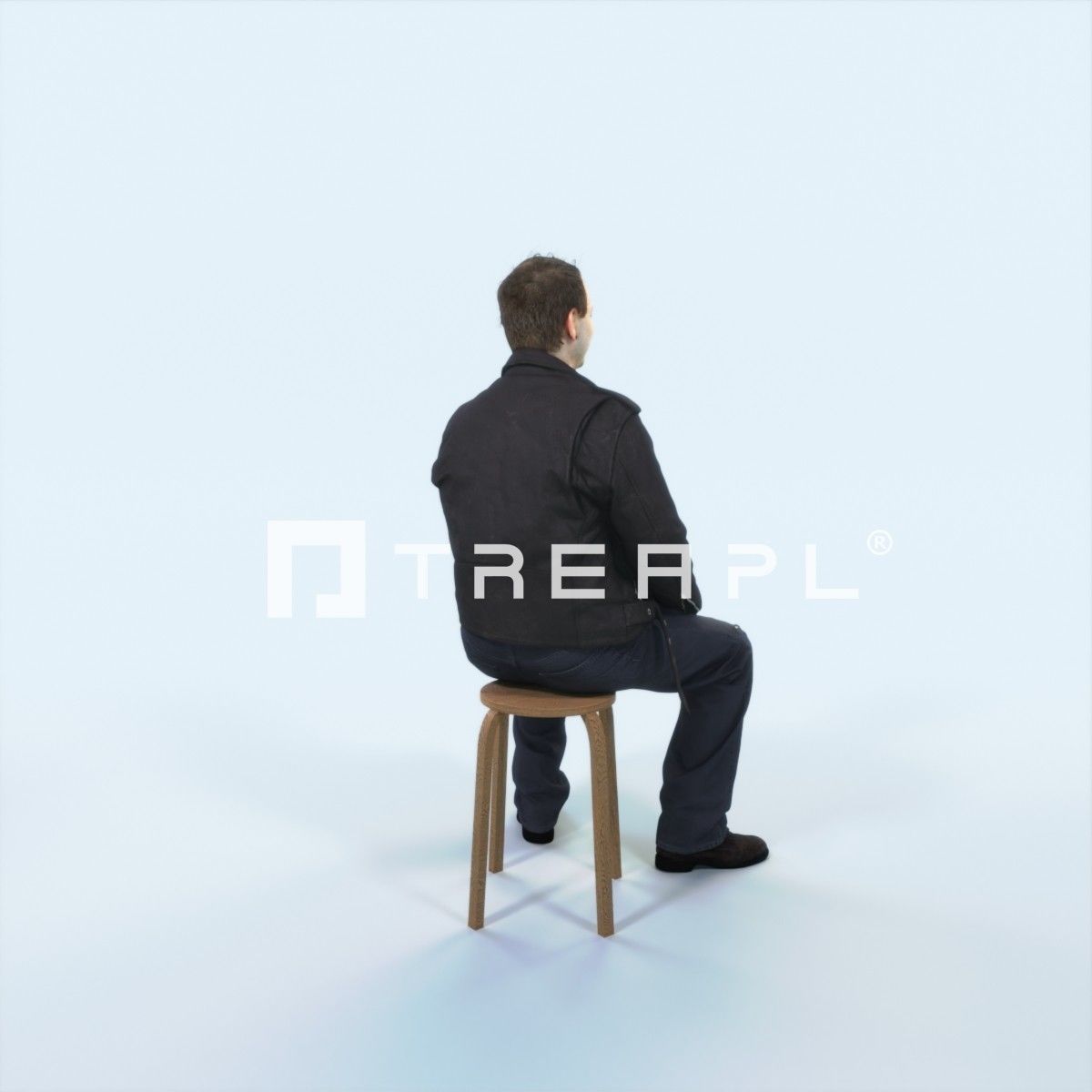 Victory 03L Listening Sitting Casual Man Low-poly 3D model_3