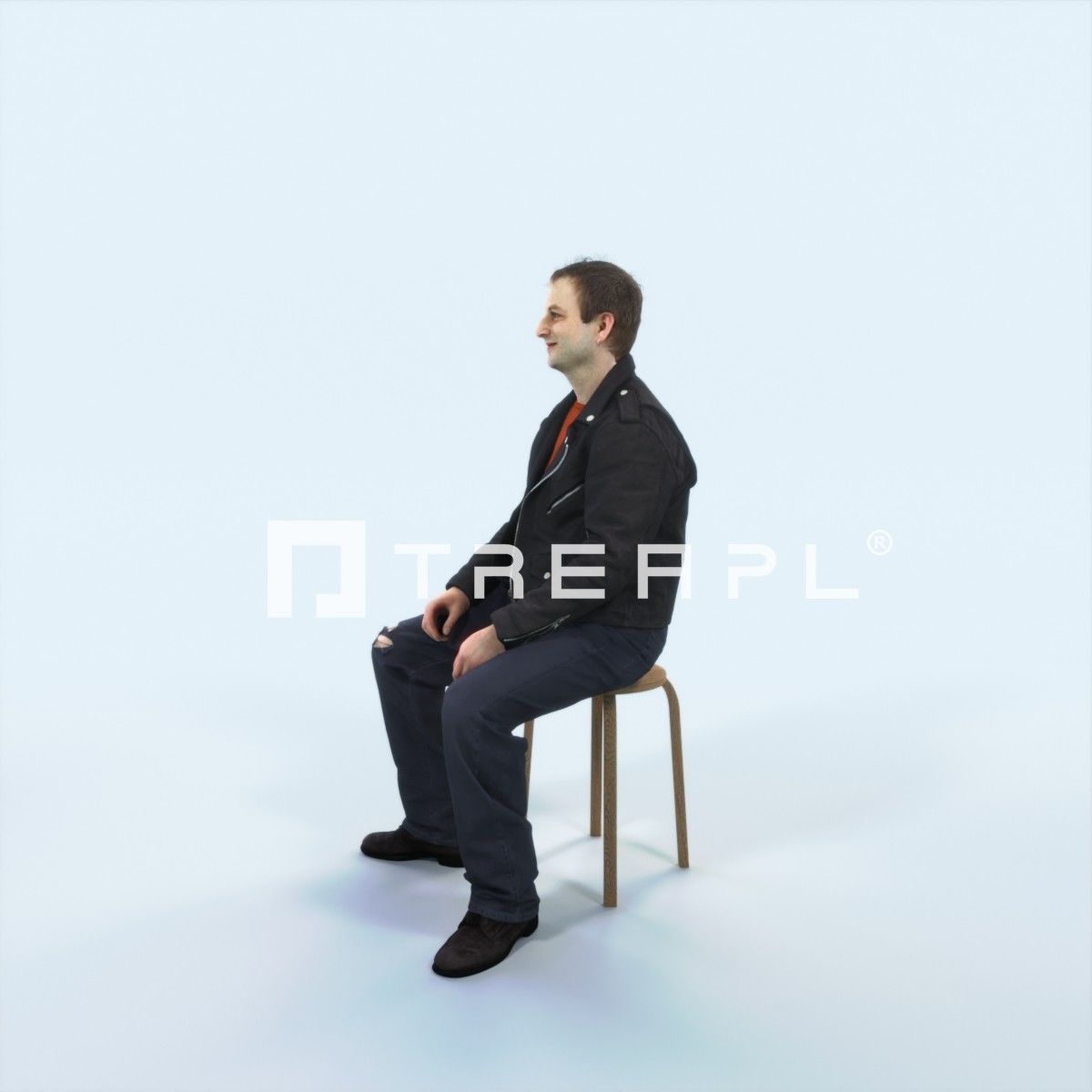 Victory 03L Listening Sitting Casual Man Low-poly 3D model_5