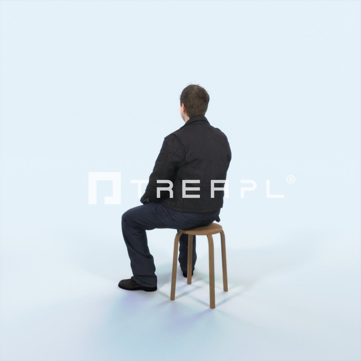 Victory 03L Listening Sitting Casual Man Low-poly 3D model_4