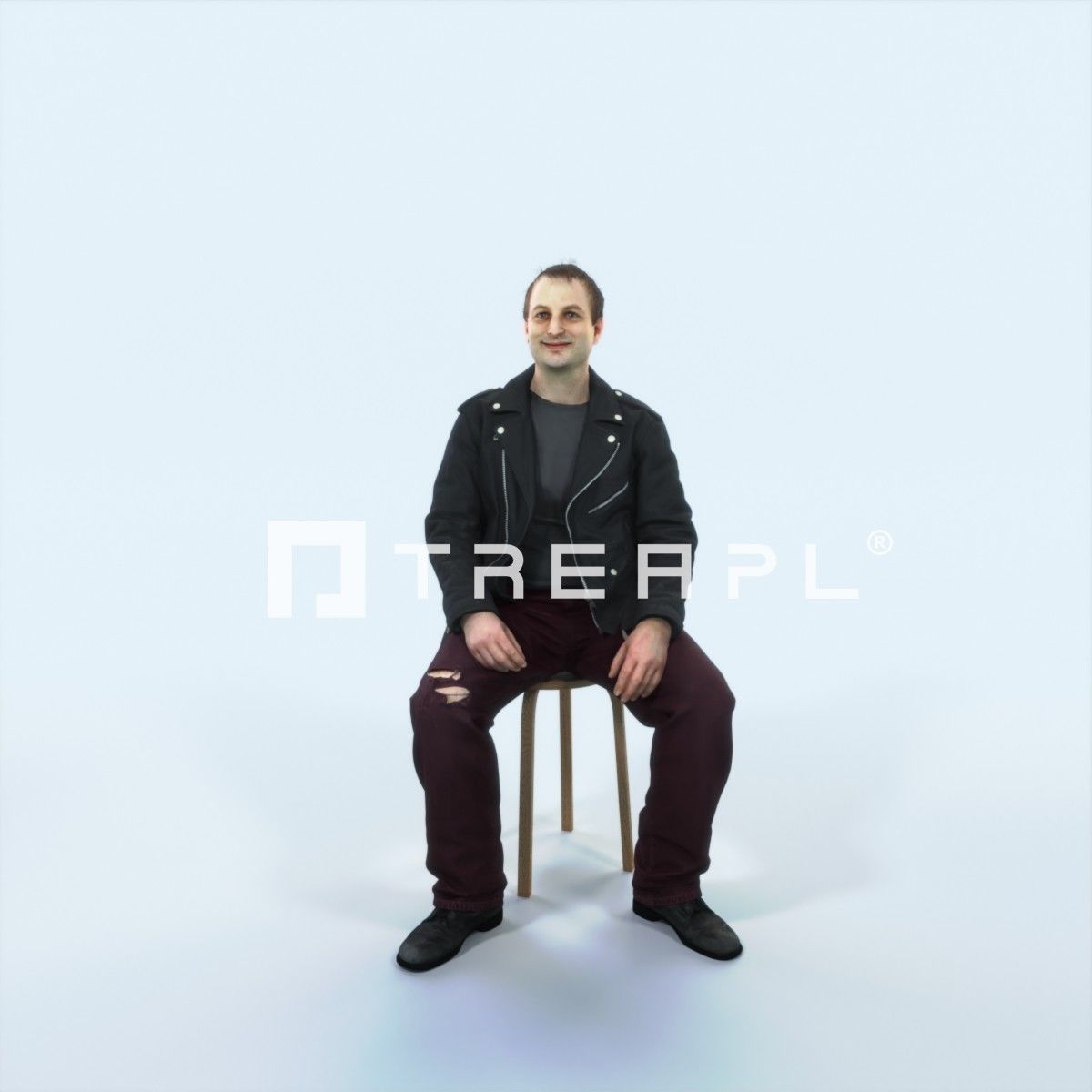 Victory 03K Listening Sitting Casual Man Low-poly 3D model_1