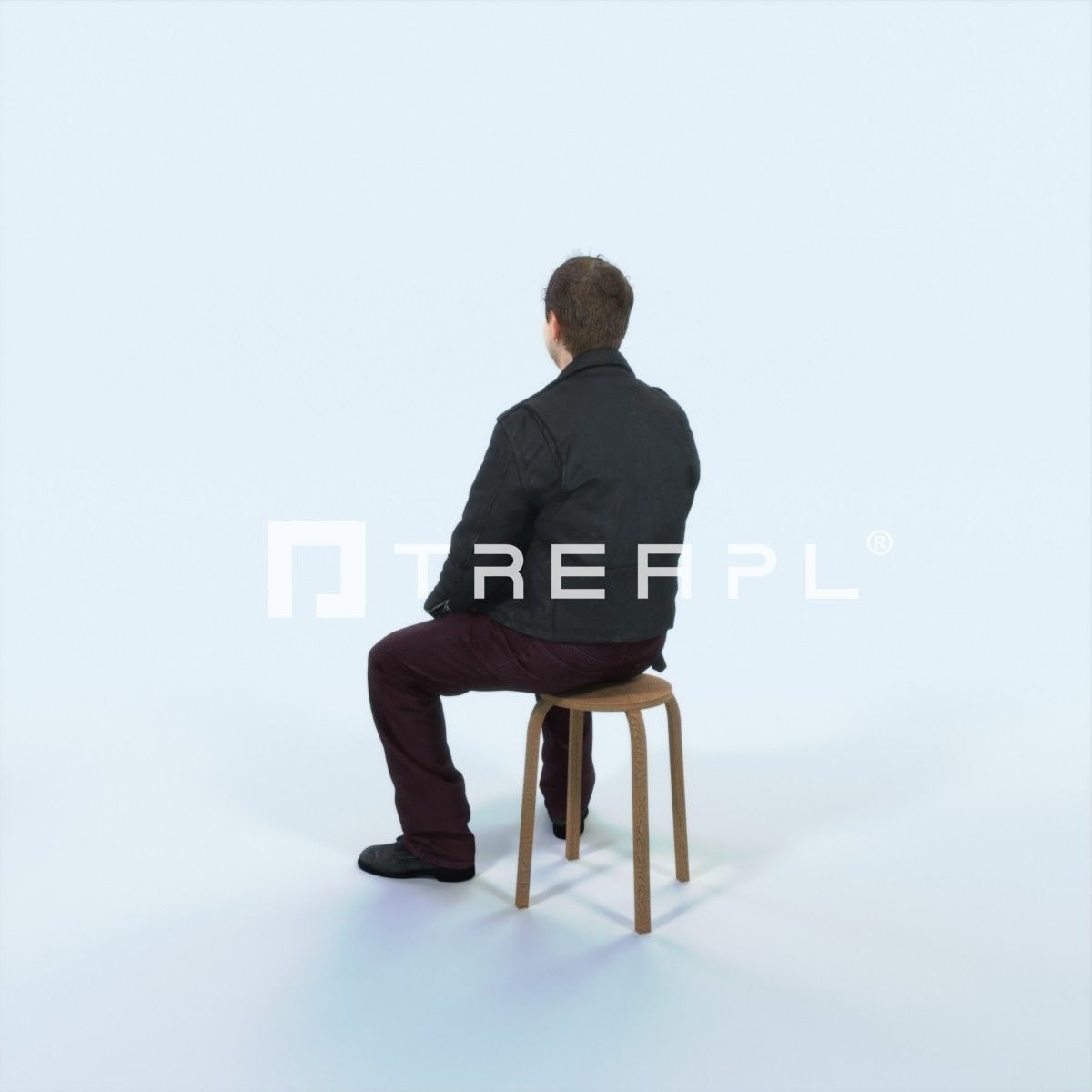 Victory 03K Listening Sitting Casual Man Low-poly 3D model_4