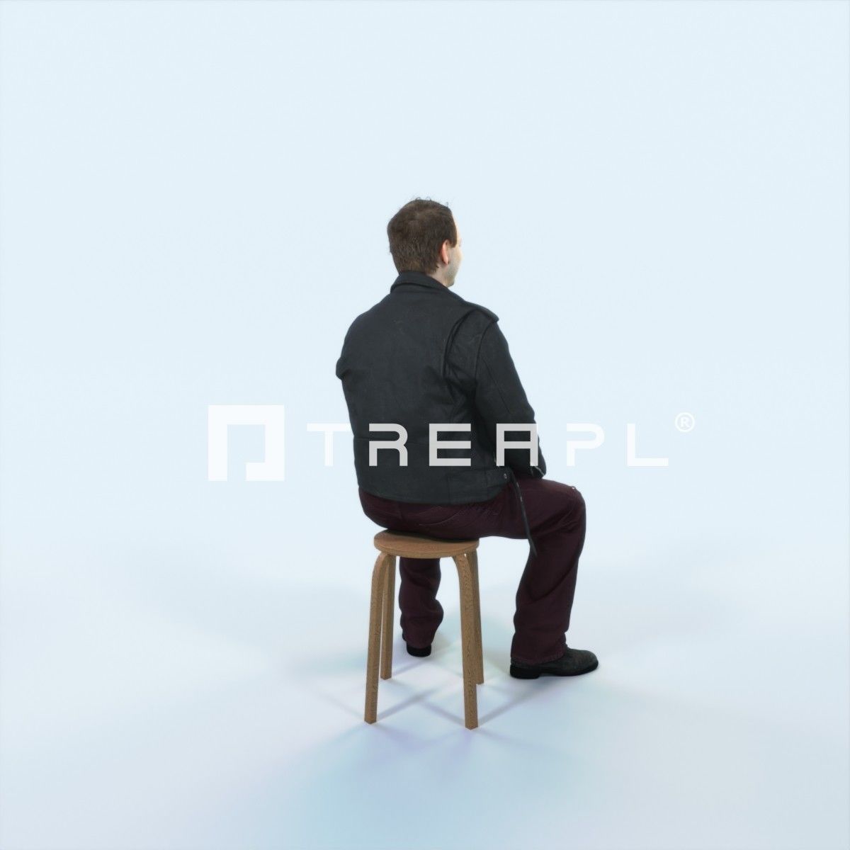 Victory 03K Listening Sitting Casual Man Low-poly 3D model_3