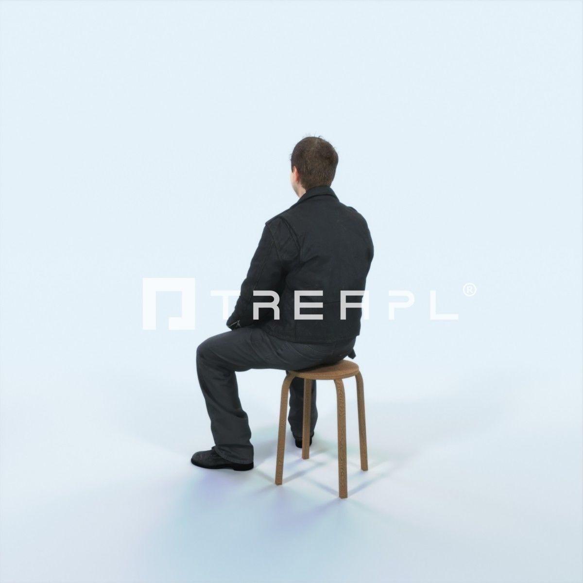 Victory 03J Listening Sitting Casual Man Low-poly 3D model_4