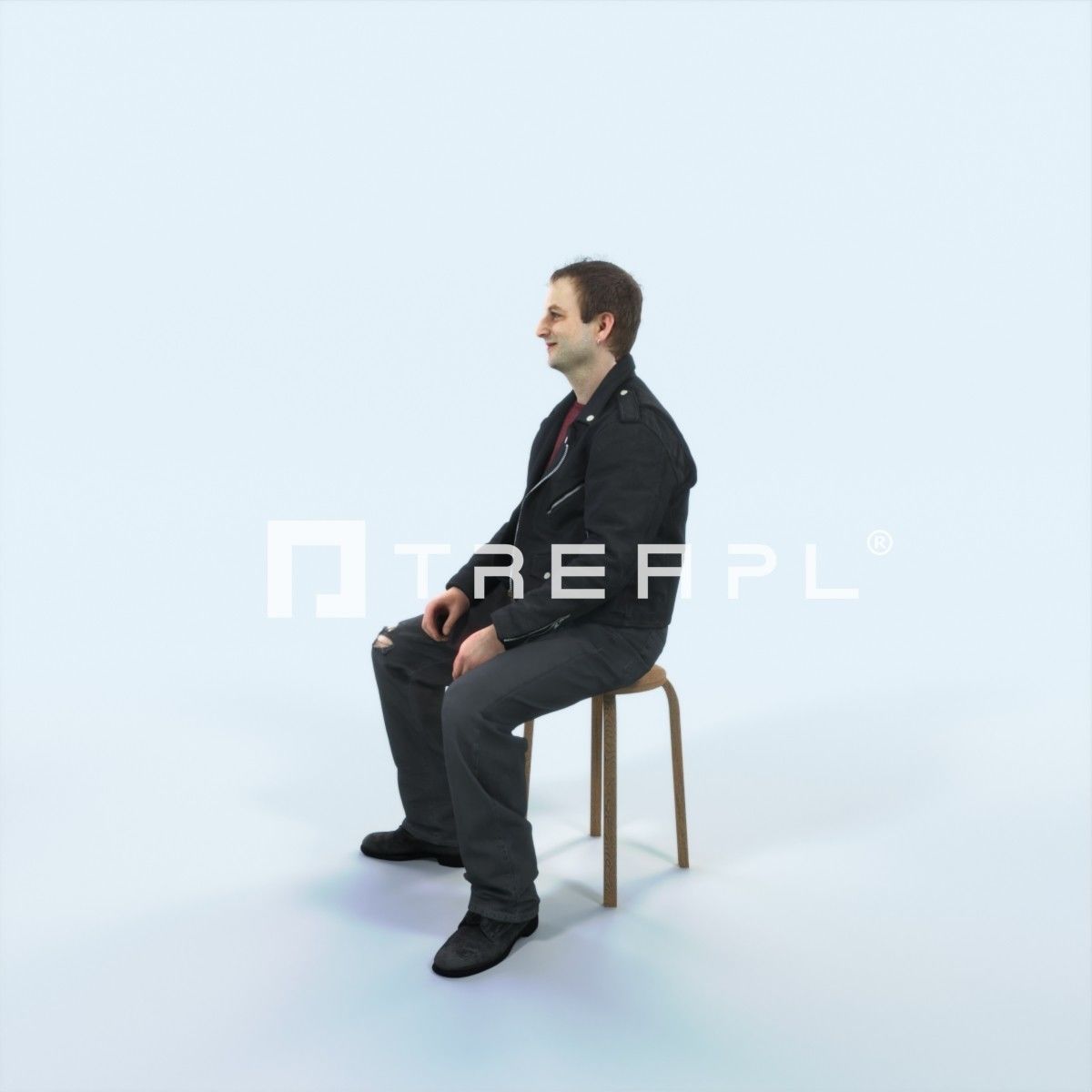 Victory 03J Listening Sitting Casual Man Low-poly 3D model_5