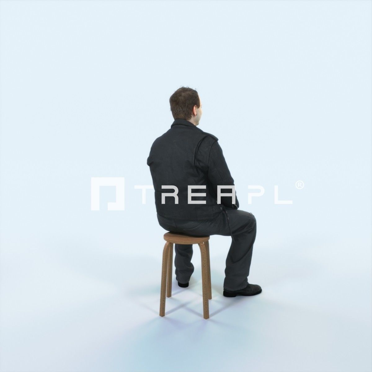 Victory 03J Listening Sitting Casual Man Low-poly 3D model_3