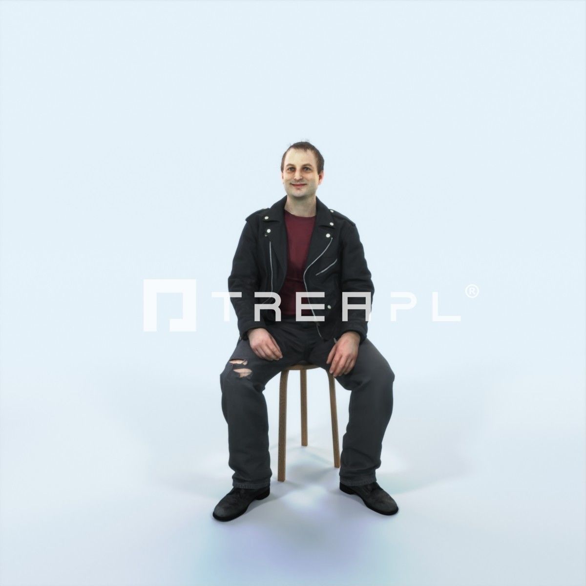 Victory 03J Listening Sitting Casual Man Low-poly 3D model_1