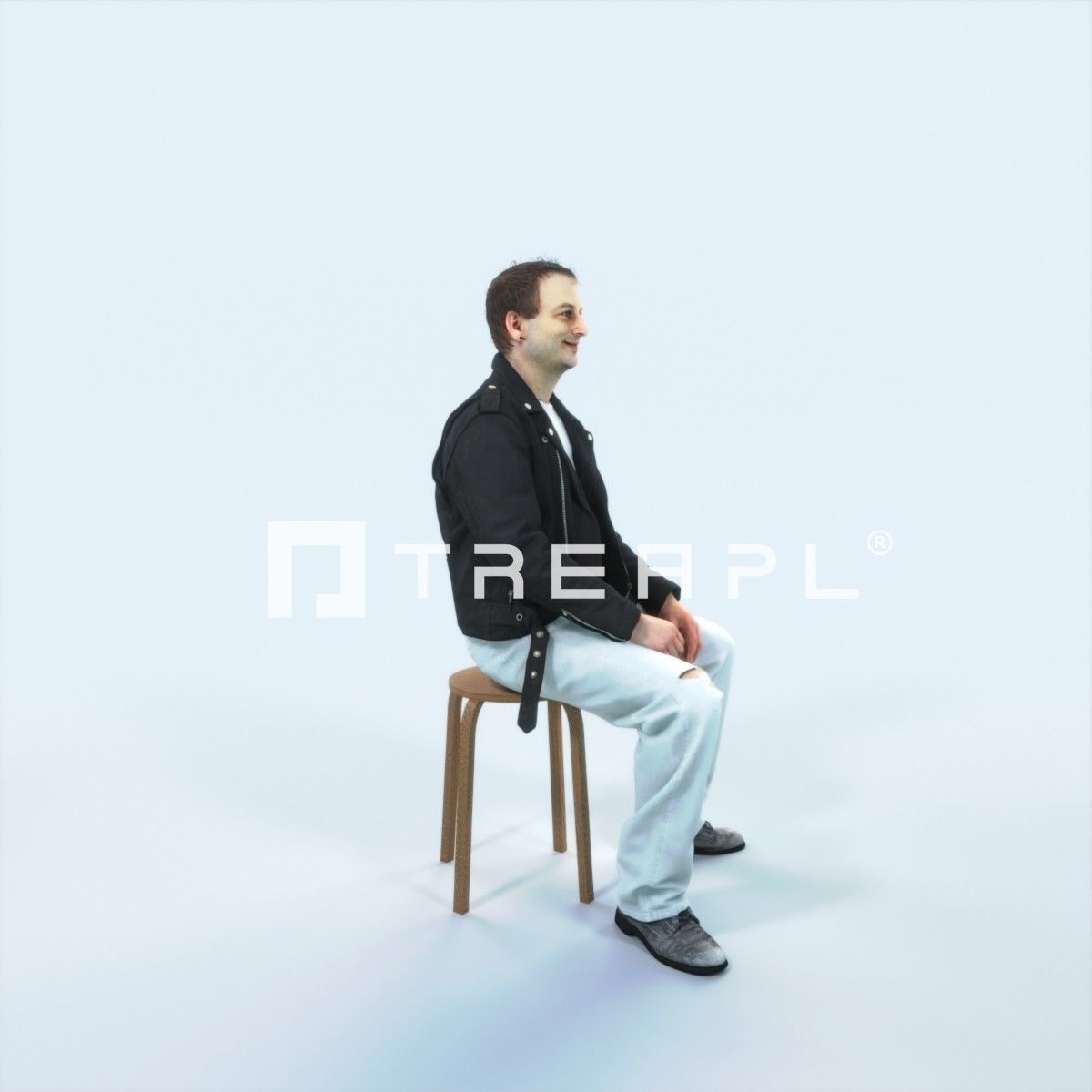 Victory 03D Listening Sitting Casual Man Low-poly 3D model_2