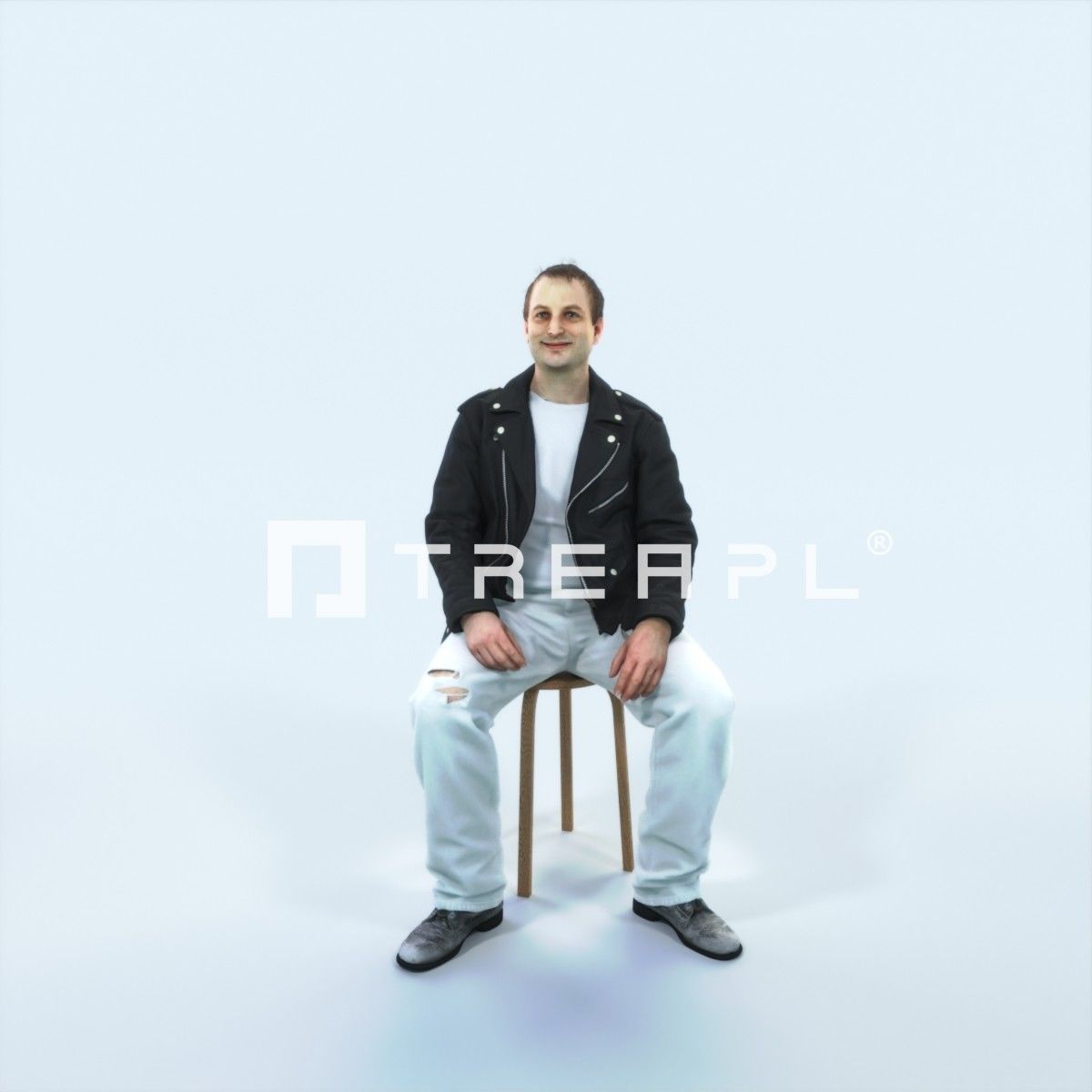 Victory 03D Listening Sitting Casual Man Low-poly 3D model_1