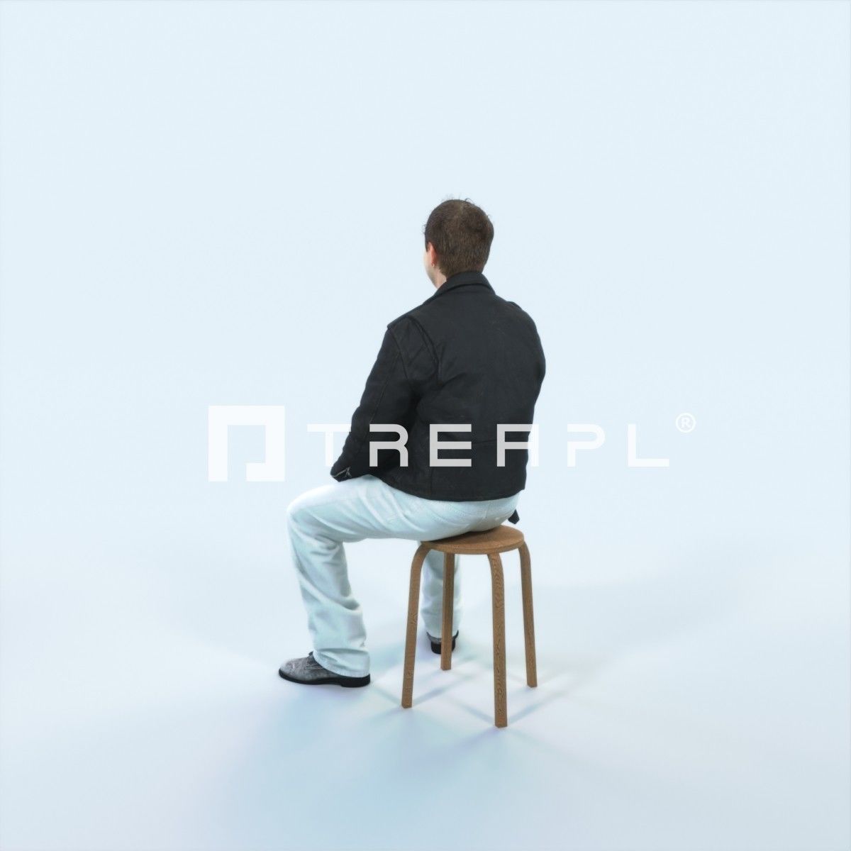 Victory 03D Listening Sitting Casual Man Low-poly 3D model_4