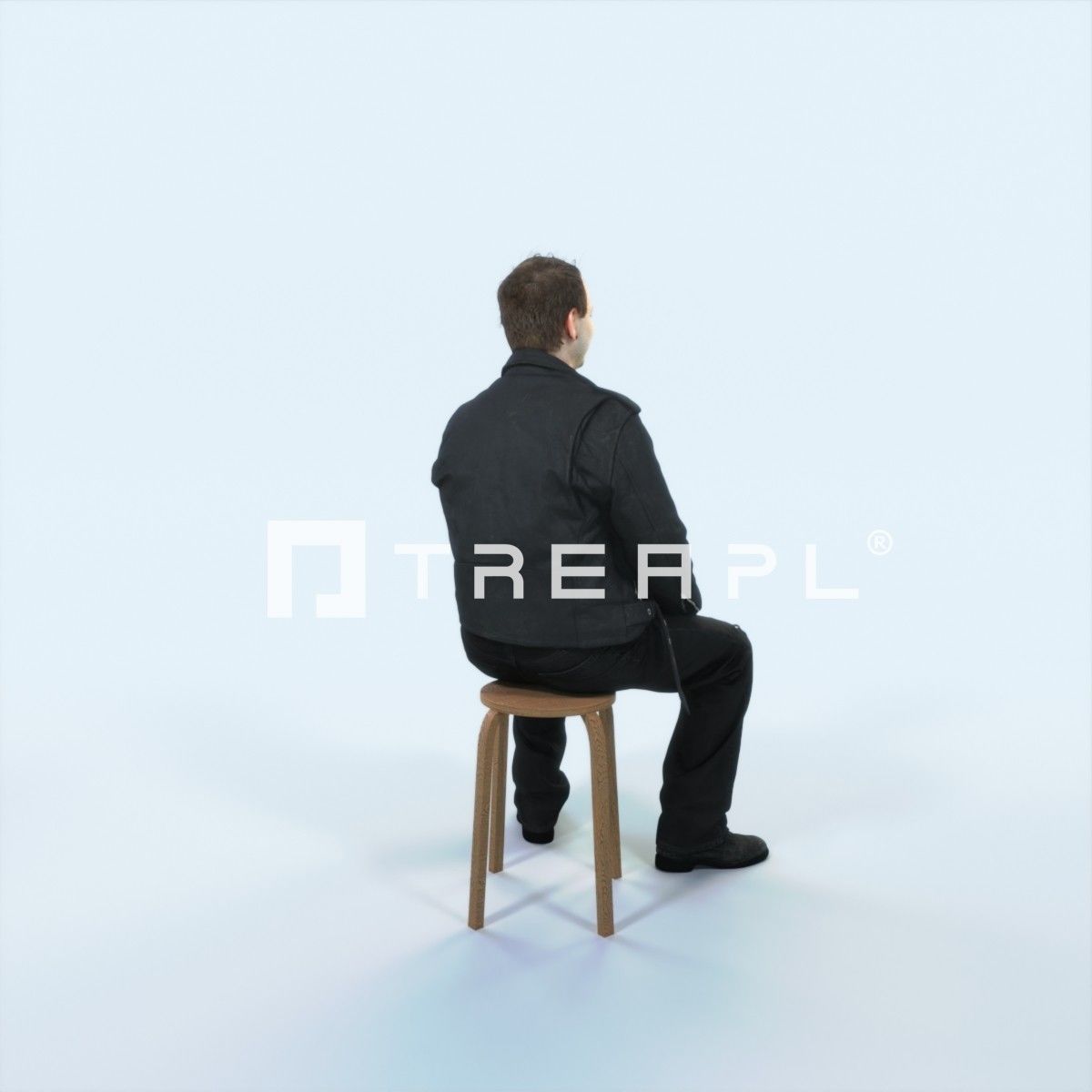 Victory 03B Listening Sitting Casual Man Low-poly 3D model_3