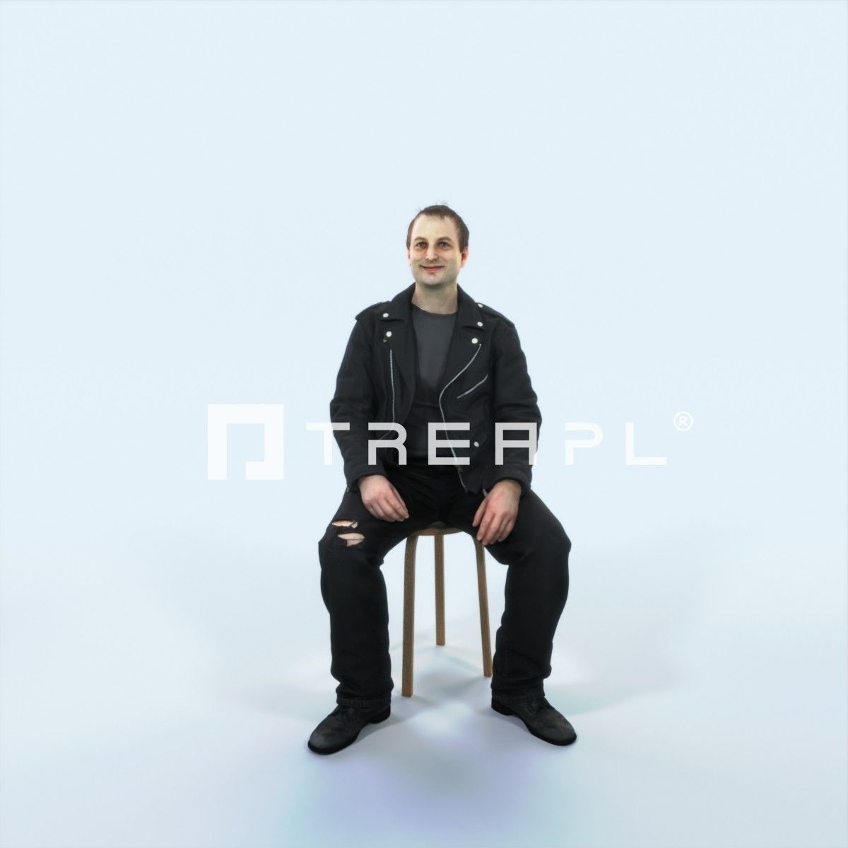 Victory 03B Listening Sitting Casual Man Low-poly 3D model_1