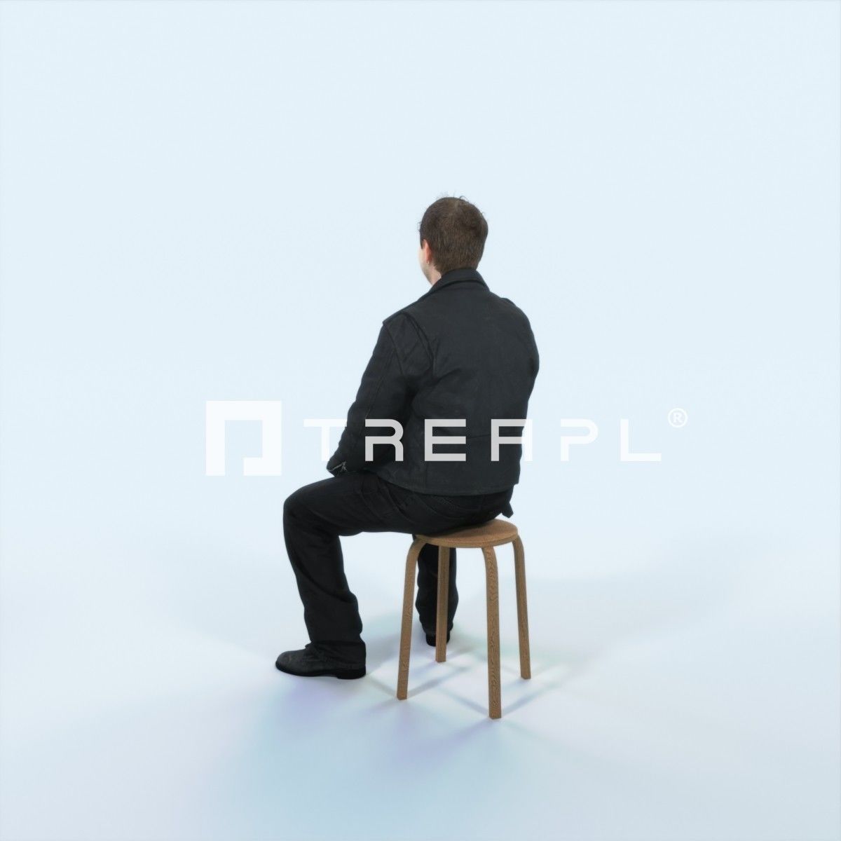 Victory 03B Listening Sitting Casual Man Low-poly 3D model_4