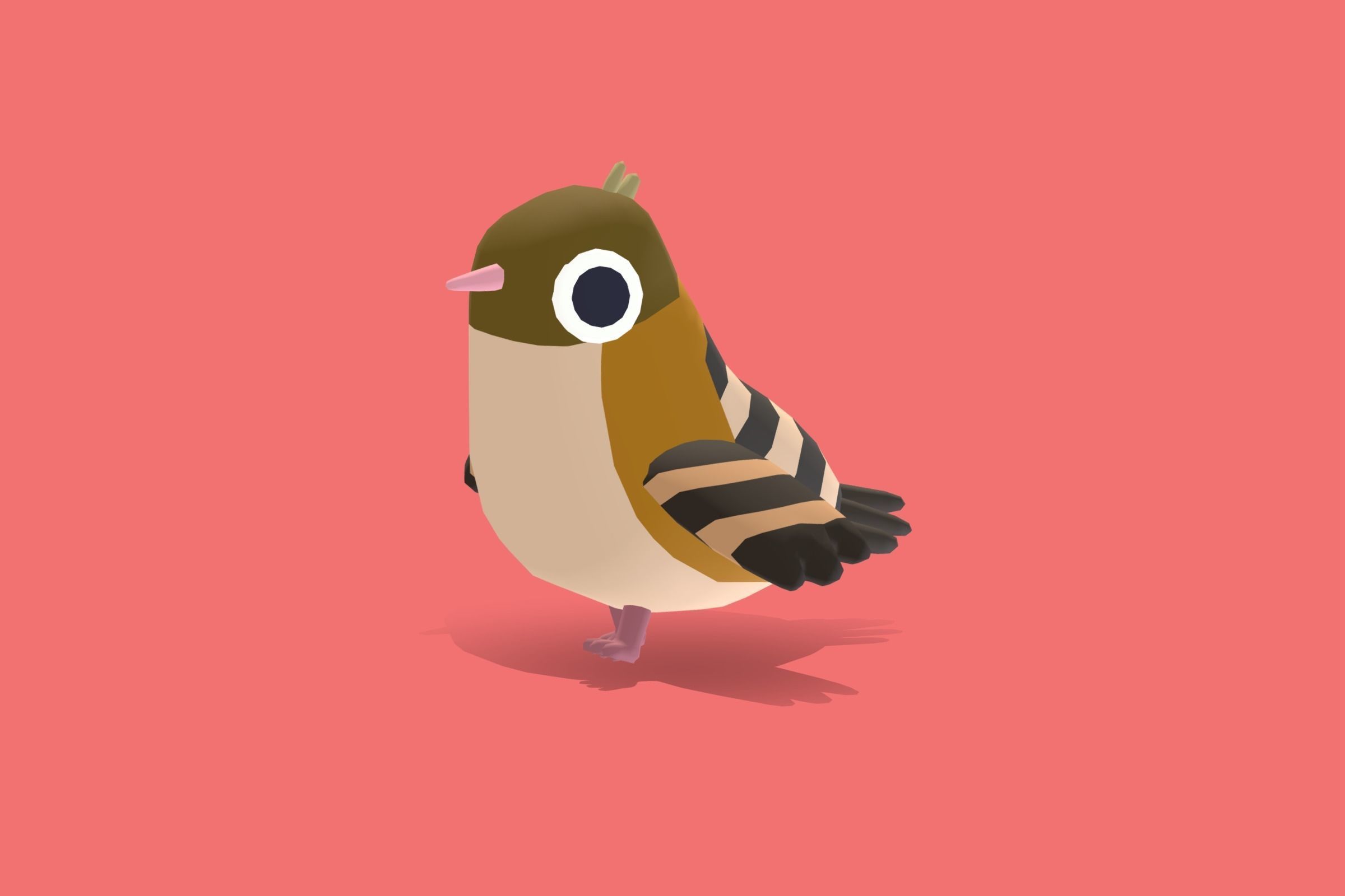 Quirky Series - Cisticola Low-poly 3D model_5