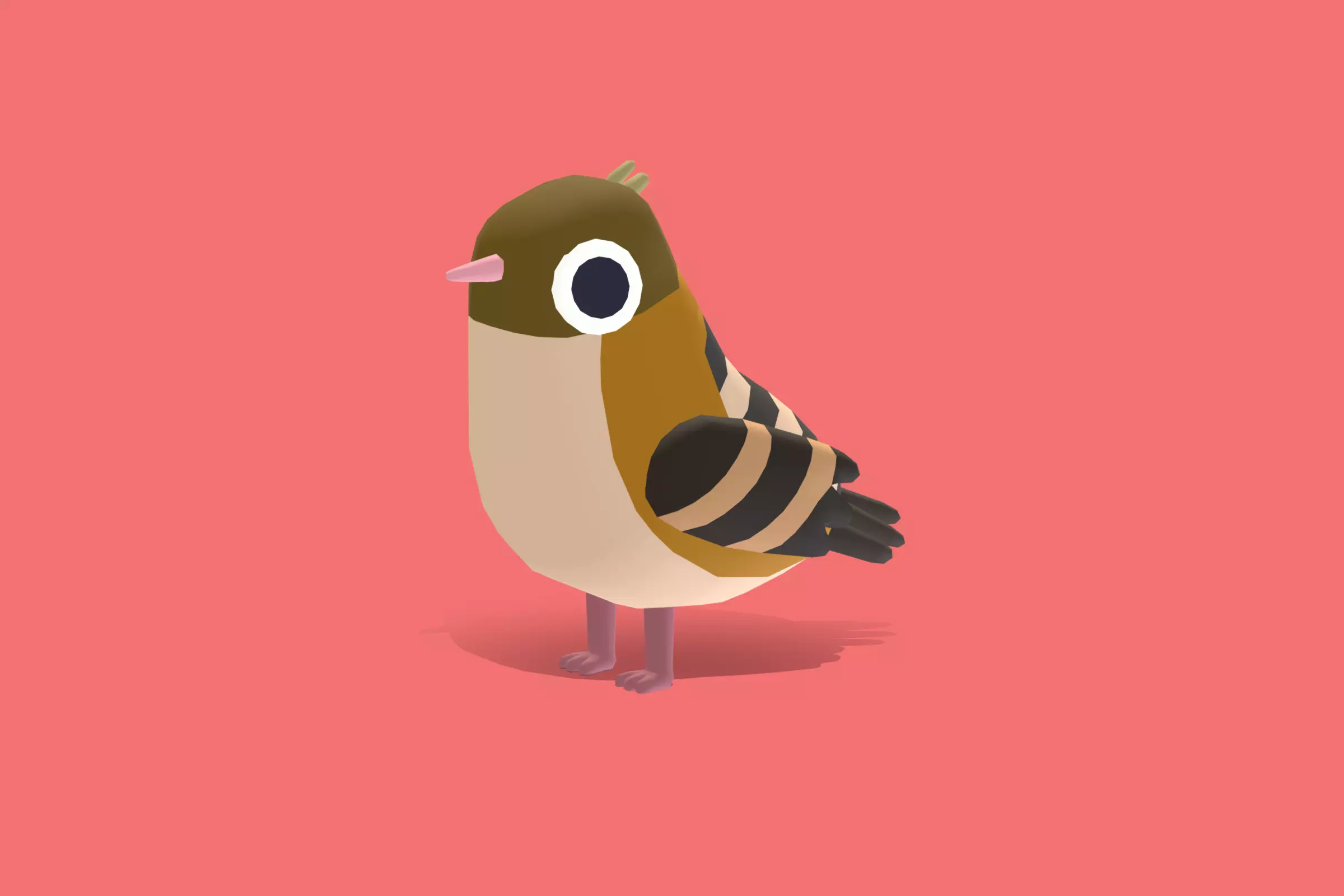 Quirky Series - Cisticola Low-poly 3D model_0