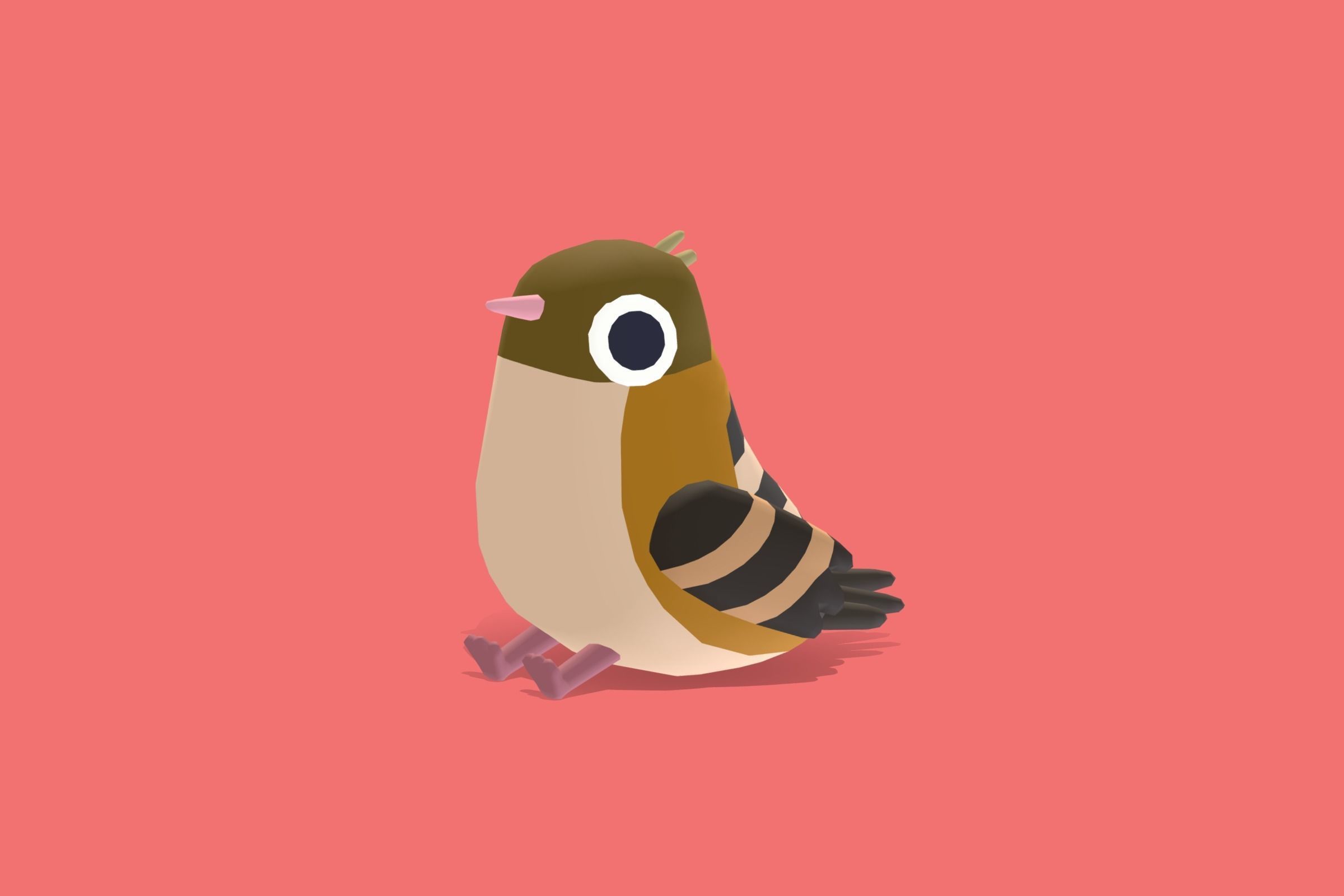 Quirky Series - Cisticola Low-poly 3D model_8