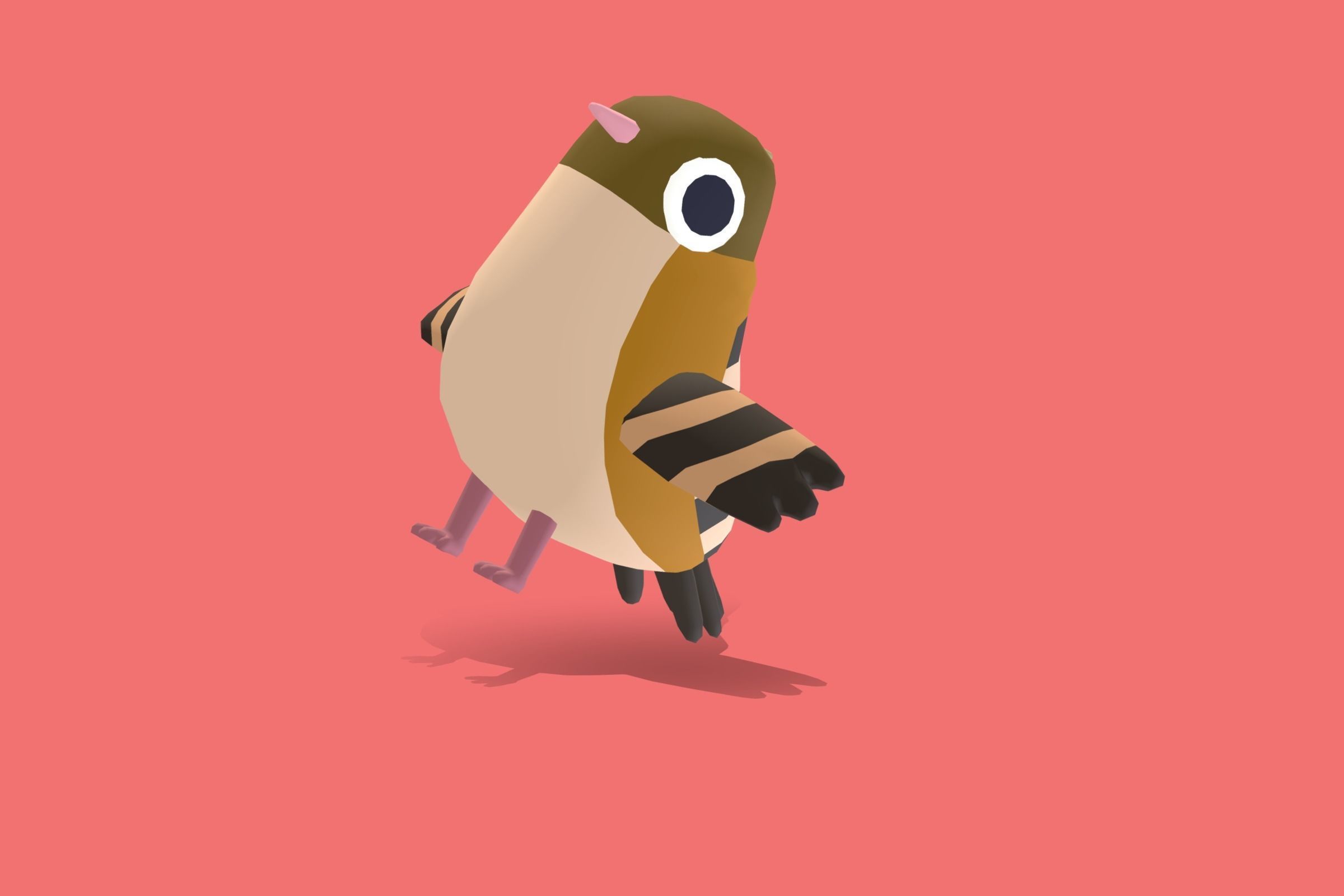 Quirky Series - Cisticola Low-poly 3D model_6