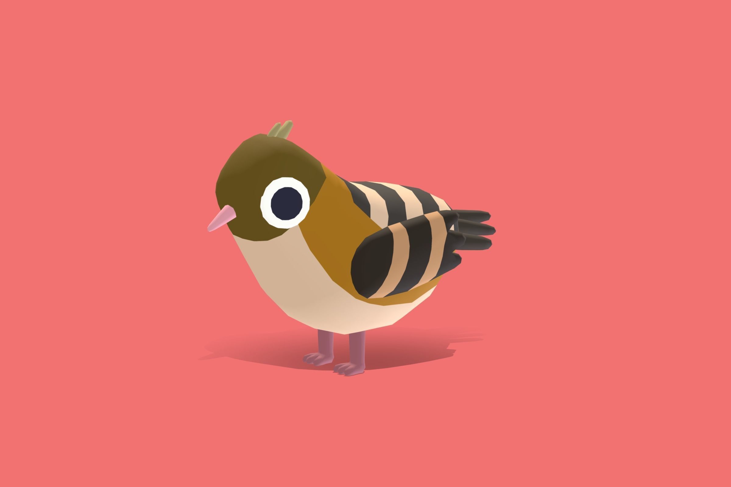 Quirky Series - Cisticola Low-poly 3D model_3