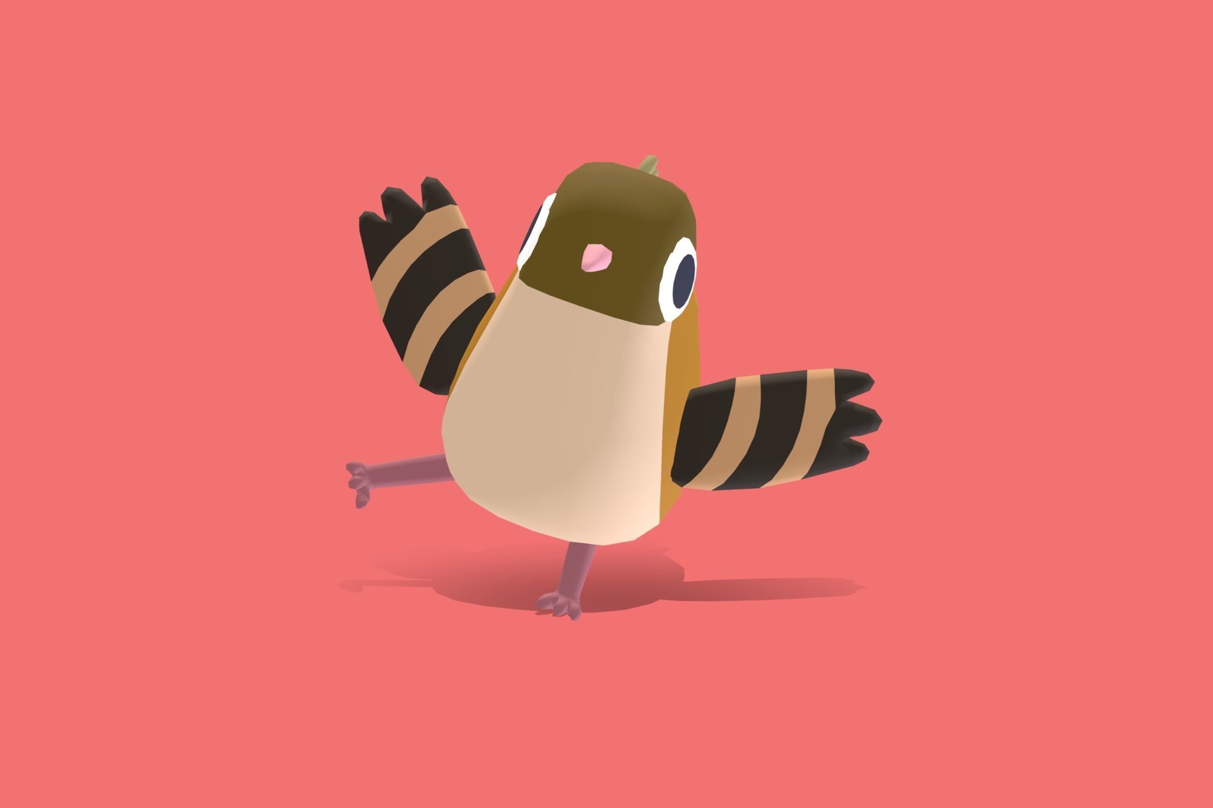 Quirky Series - Cisticola Low-poly 3D model_9
