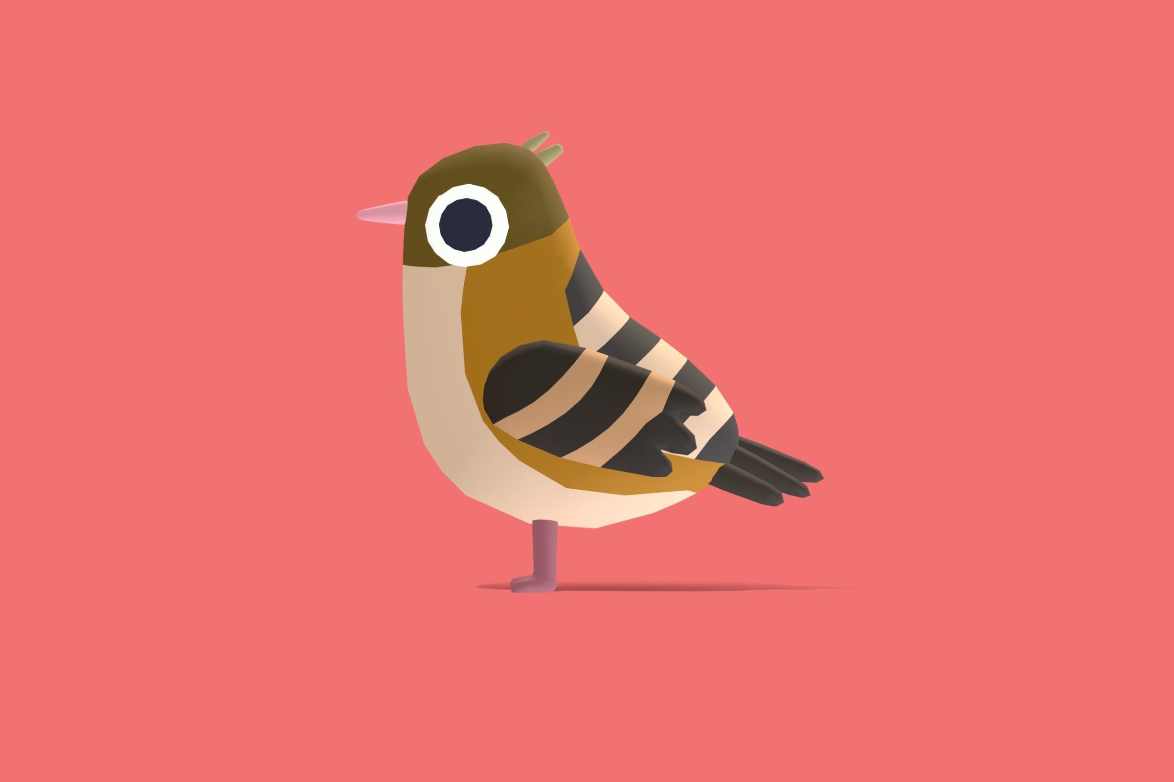 Quirky Series - Cisticola Low-poly 3D model_1