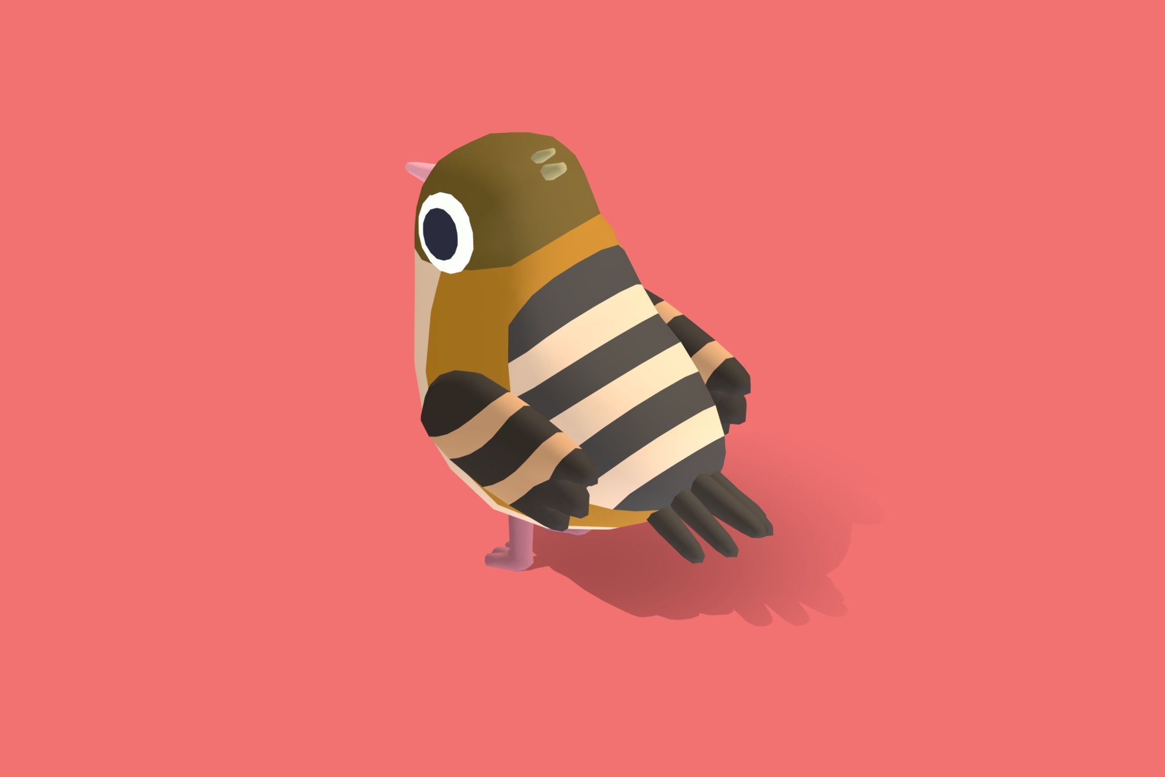 Quirky Series - Cisticola Low-poly 3D model_2
