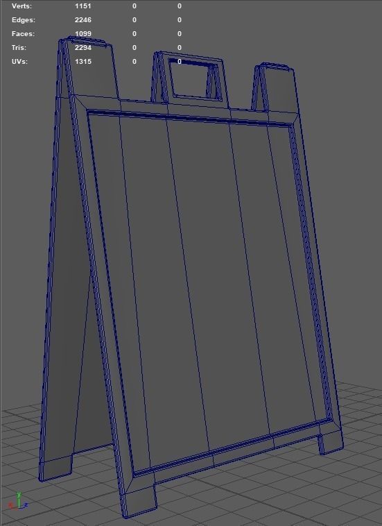 Wooden menu sign with Chalk board for a cafe 3D model Low-Poly Low-poly 3D model_2