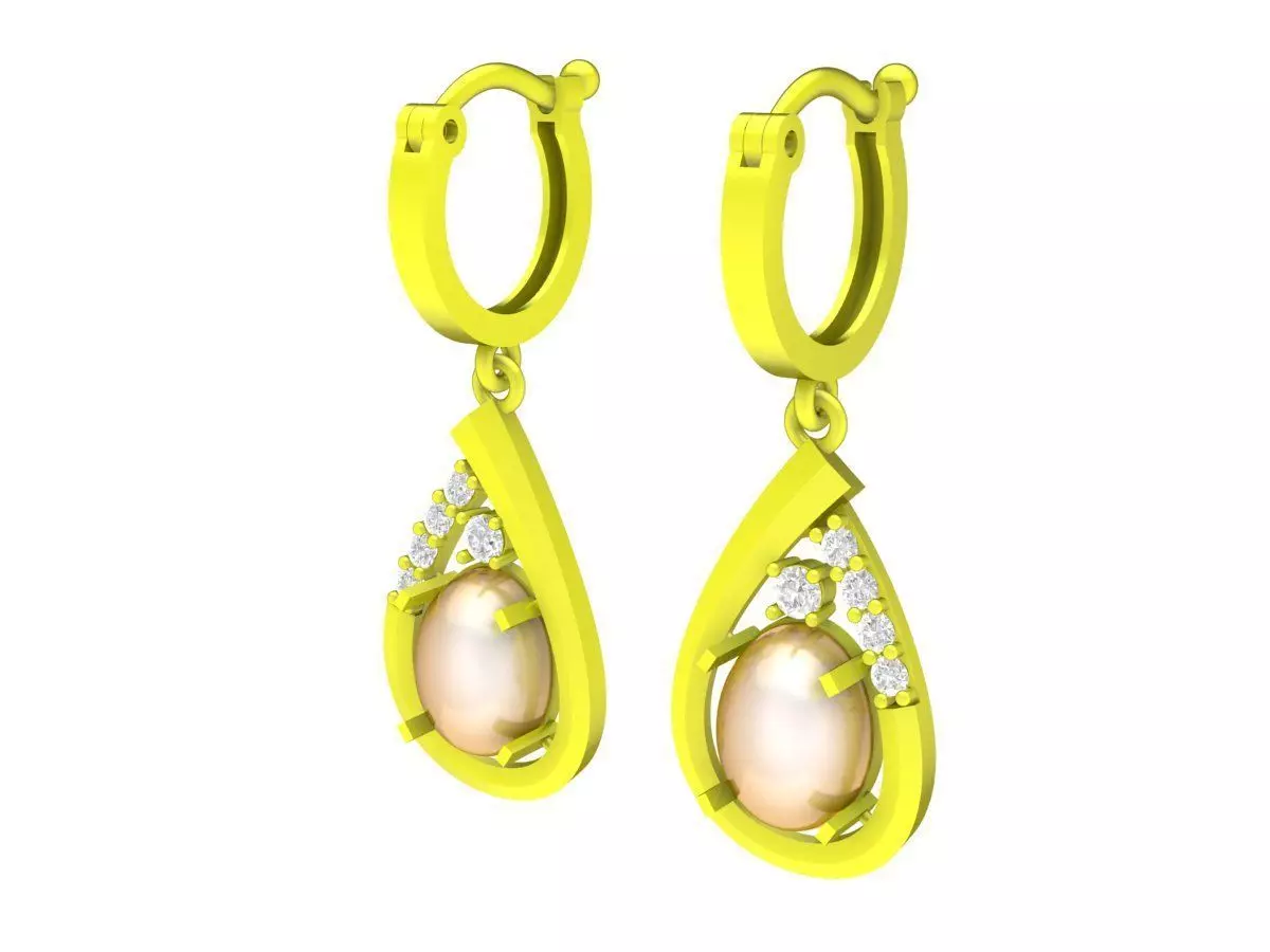 Elegant Teardrop Halo Dangle Earrings Jewelry 3D Model 5716 3D print model