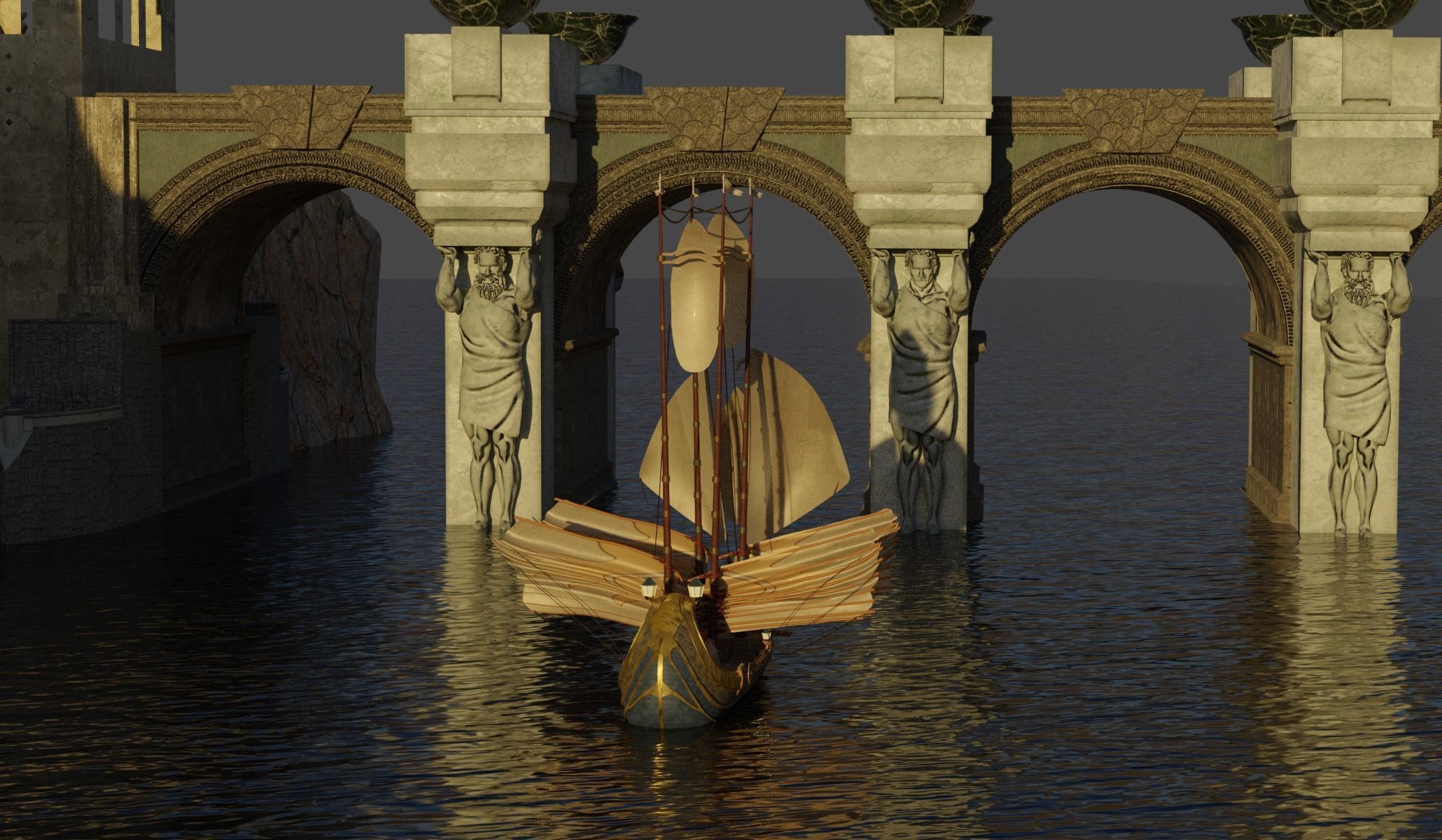 High detailed Ship of Numenor rigged - The Rings Of Power  3D model_9
