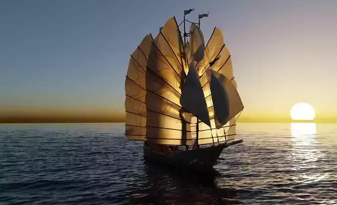 High detailed Ship of Numenor rigged - The Rings Of Power  3D model