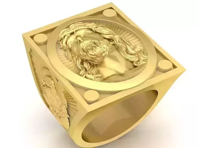 Jesus Religious Diamond Ring 3D Print Model A3580