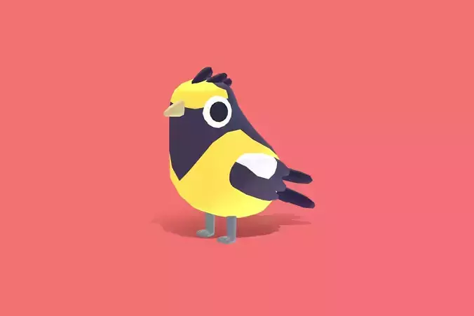 Quirky Series - Evening Grosbeak Low-poly 3D model