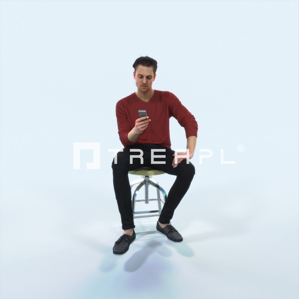 Virtue 03L Cell Phone Sitting Casual Man Low-poly 3D model_1