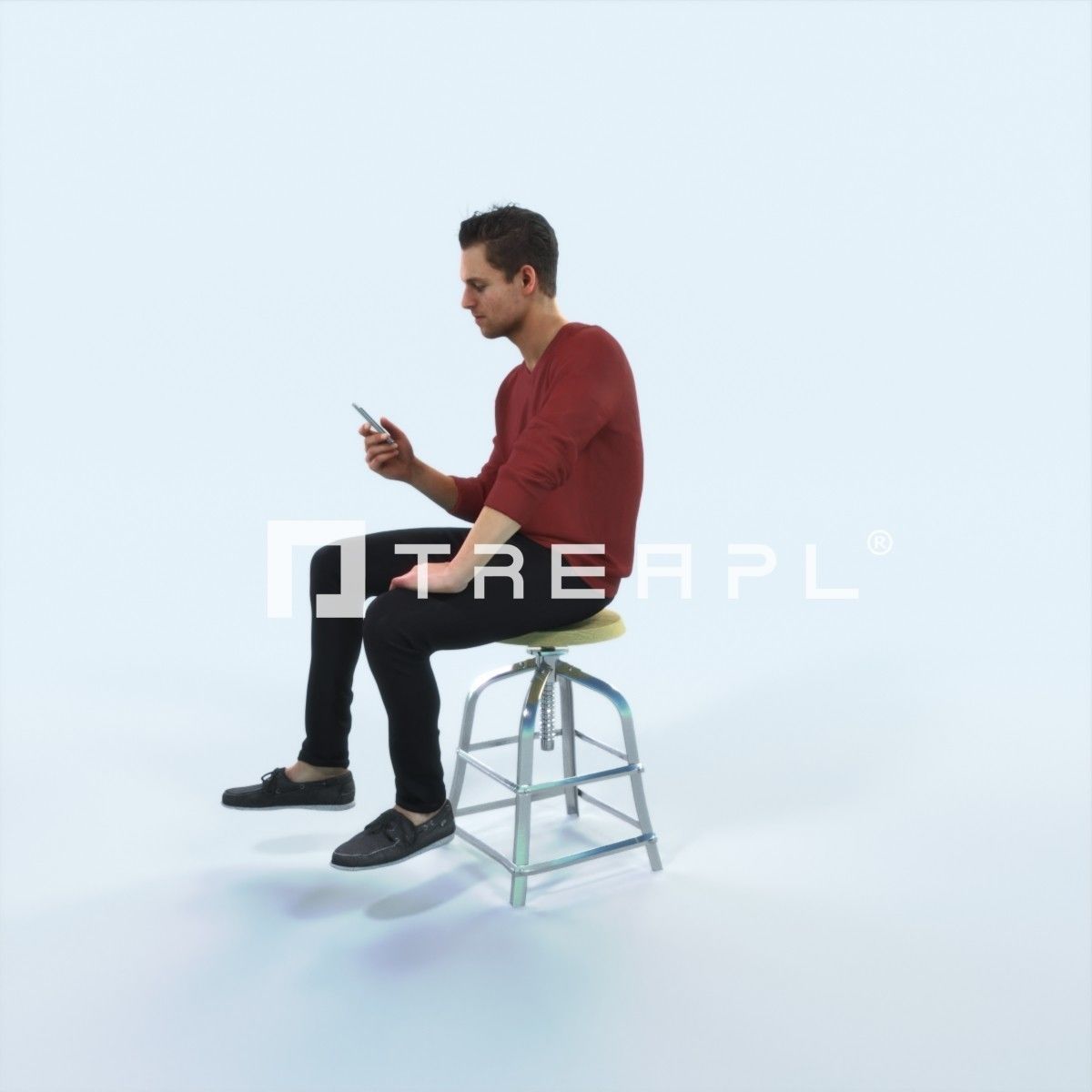 Virtue 03L Cell Phone Sitting Casual Man Low-poly 3D model_5