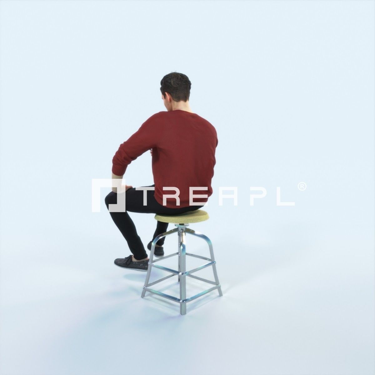 Virtue 03L Cell Phone Sitting Casual Man Low-poly 3D model_4