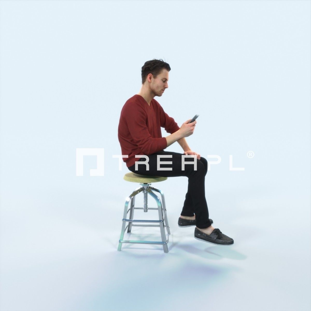 Virtue 03L Cell Phone Sitting Casual Man Low-poly 3D model_2