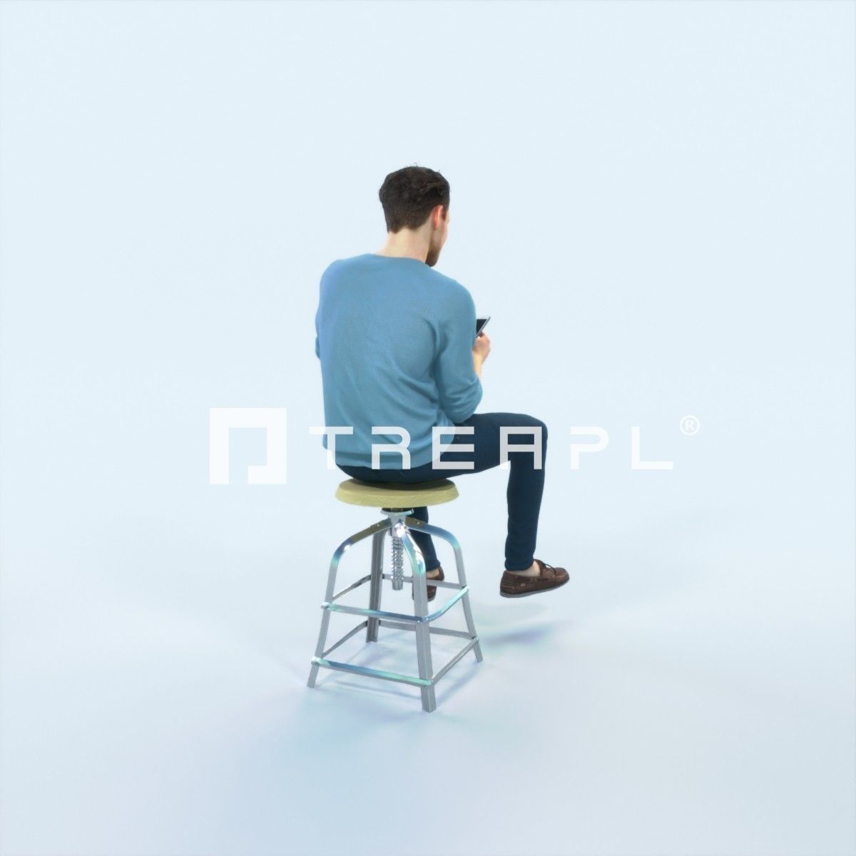 Virtue 03K Cell Phone Sitting Casual Man Low-poly 3D model_3