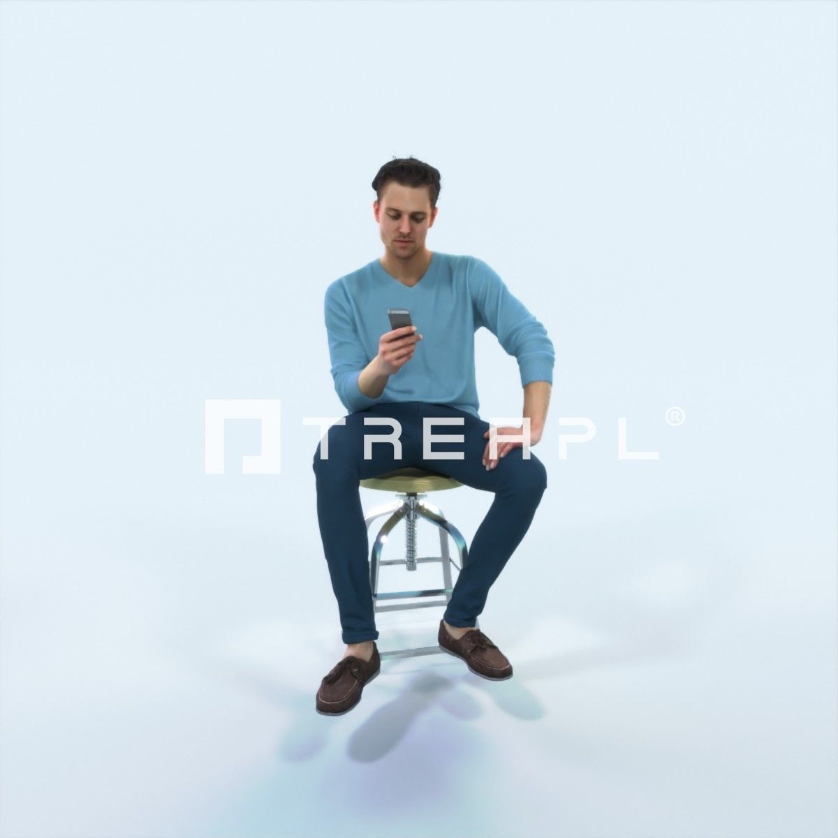 Virtue 03K Cell Phone Sitting Casual Man Low-poly 3D model_1