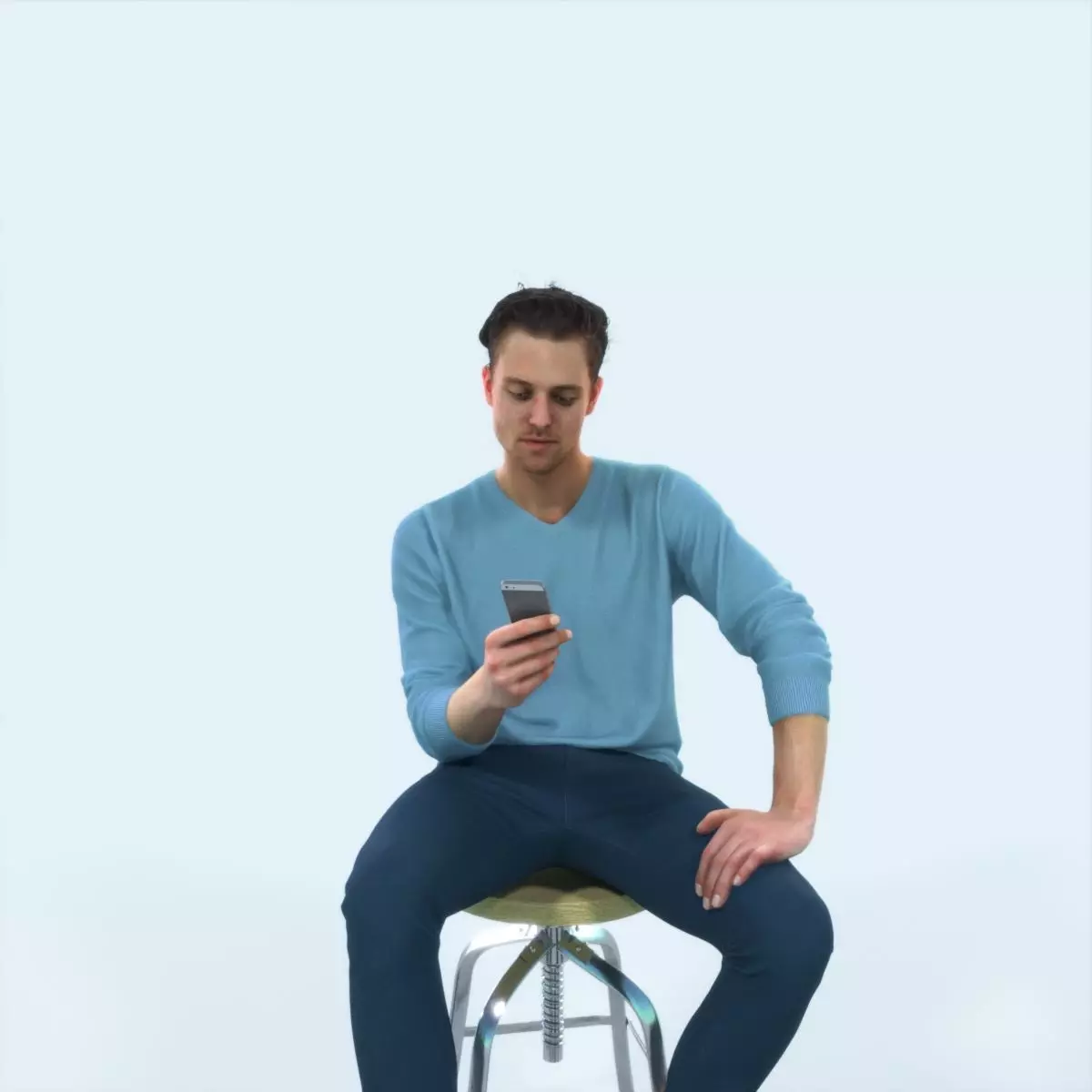 Virtue 03K Cell Phone Sitting Casual Man Low-poly 3D model_0