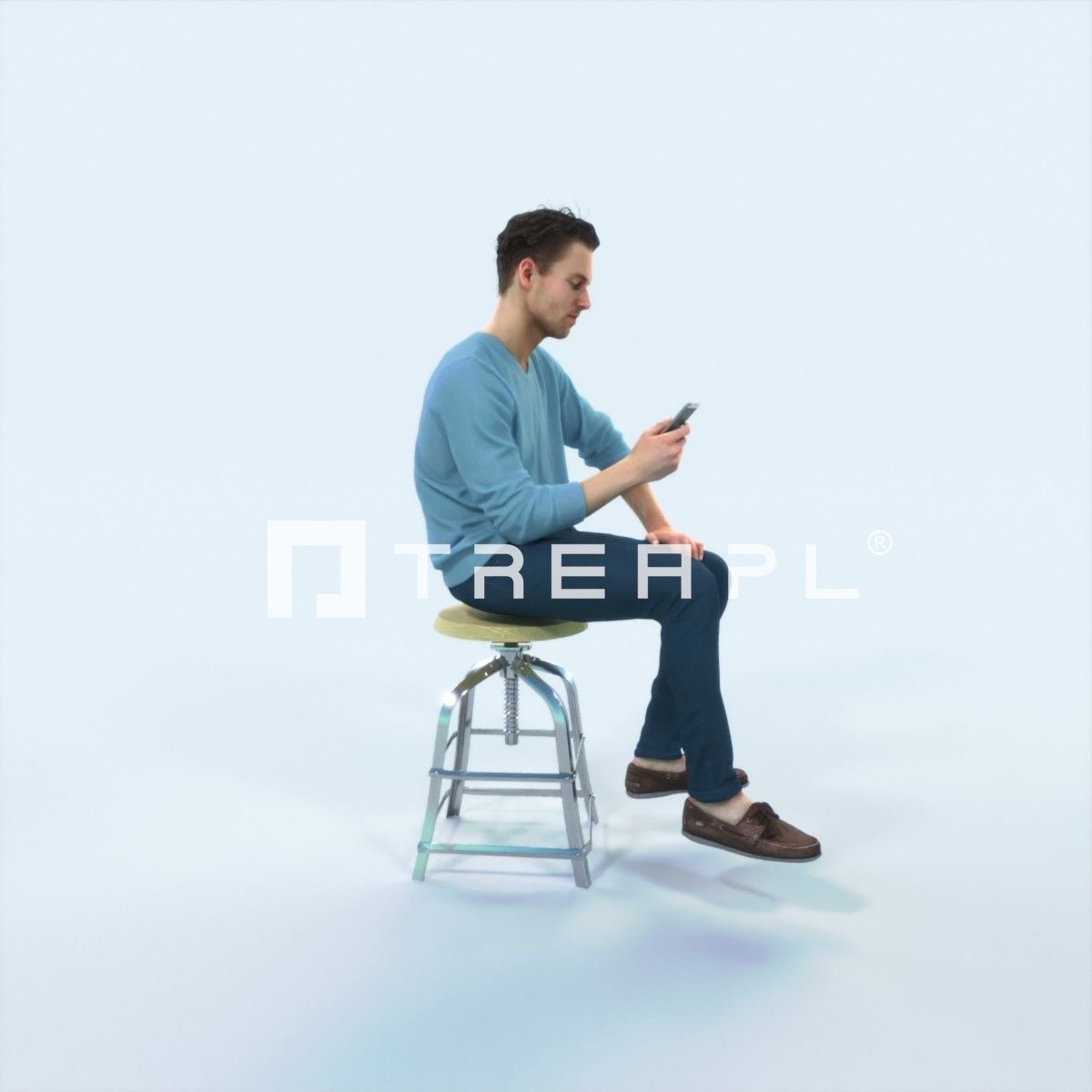 Virtue 03K Cell Phone Sitting Casual Man Low-poly 3D model_2