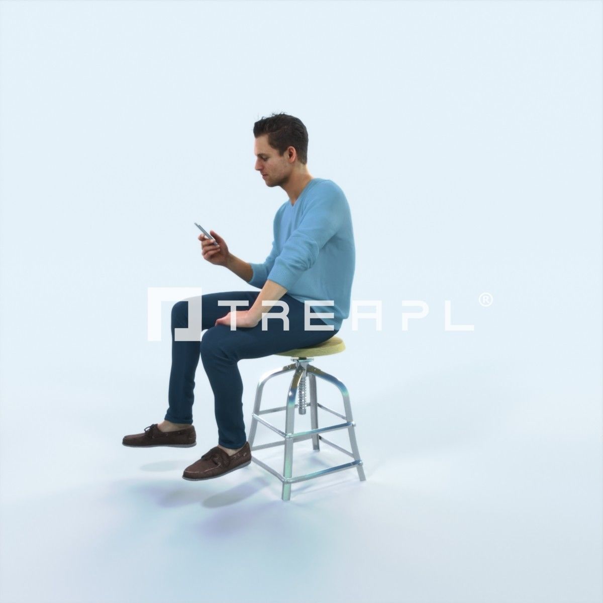 Virtue 03K Cell Phone Sitting Casual Man Low-poly 3D model_5