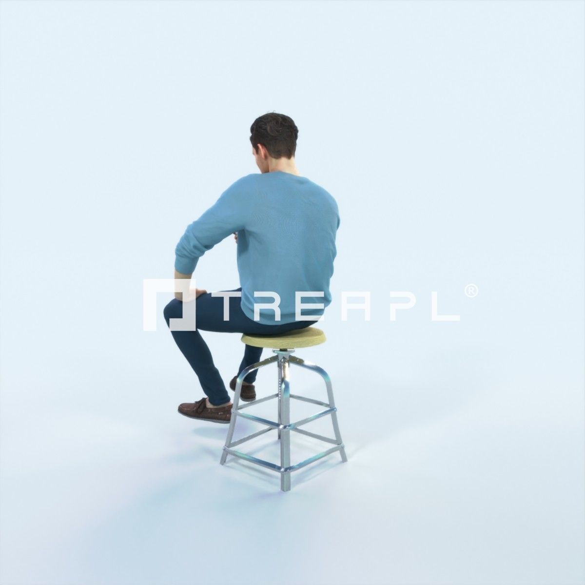 Virtue 03K Cell Phone Sitting Casual Man Low-poly 3D model_4