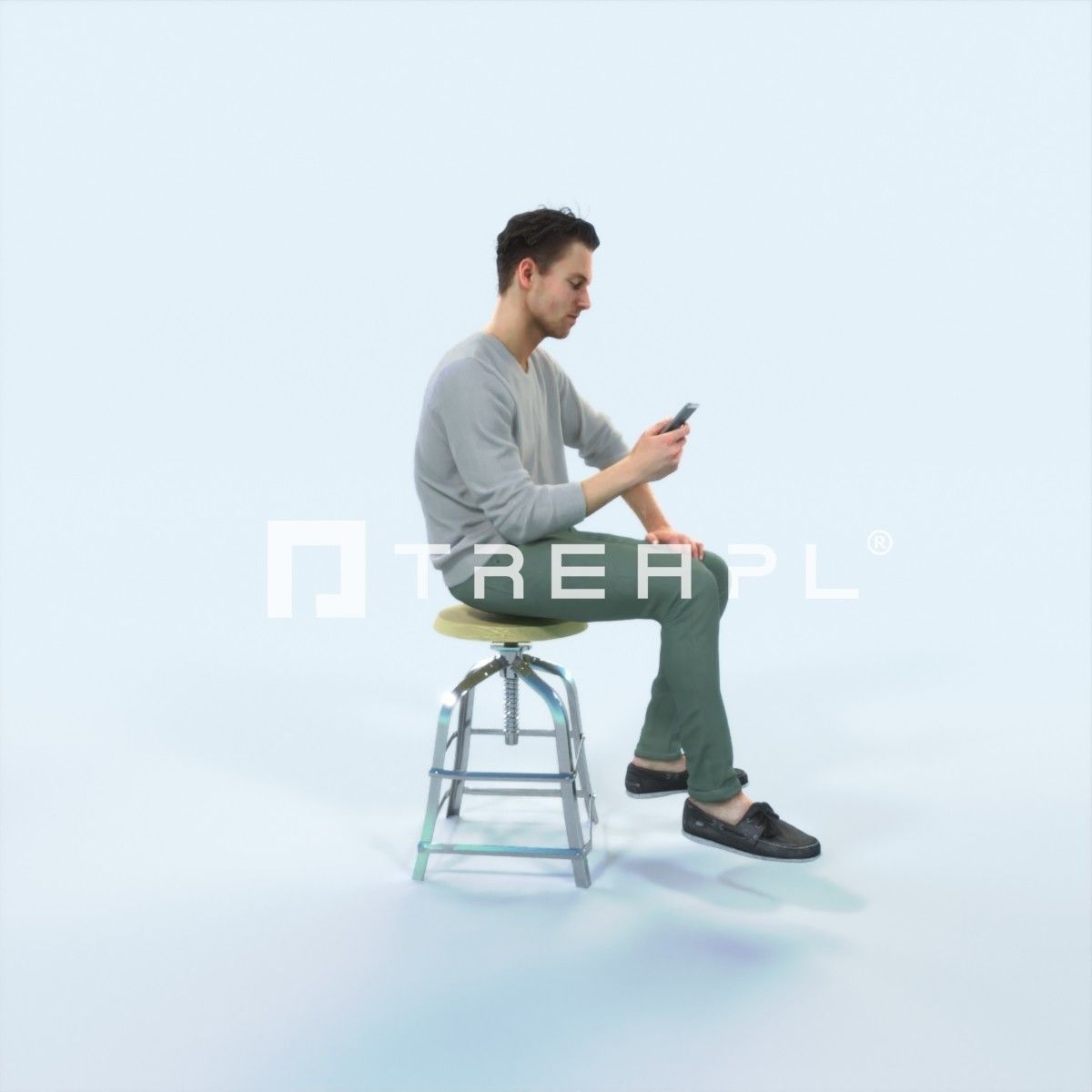 Virtue 03J Cell Phone Sitting Casual Man Low-poly 3D model_2