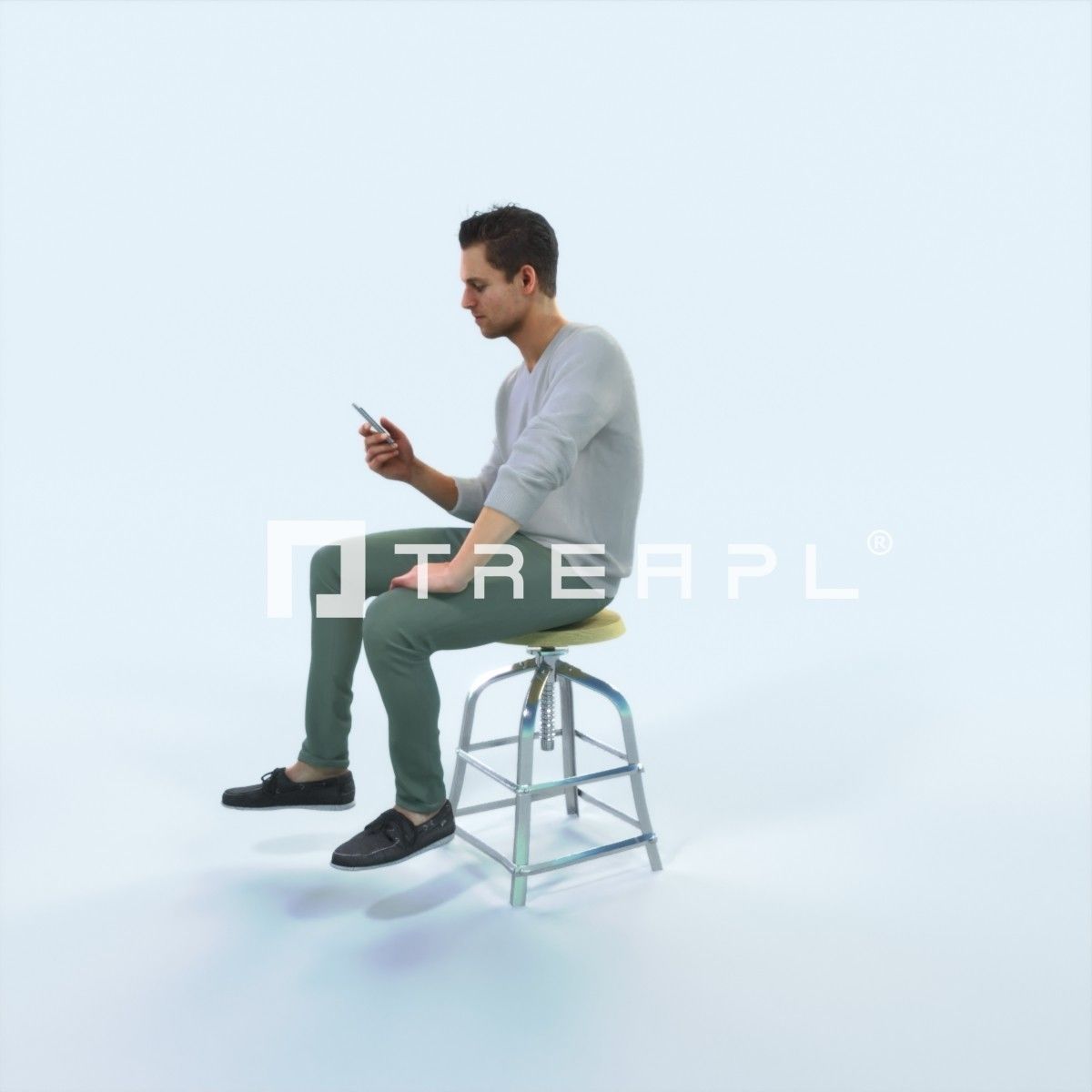 Virtue 03J Cell Phone Sitting Casual Man Low-poly 3D model_5