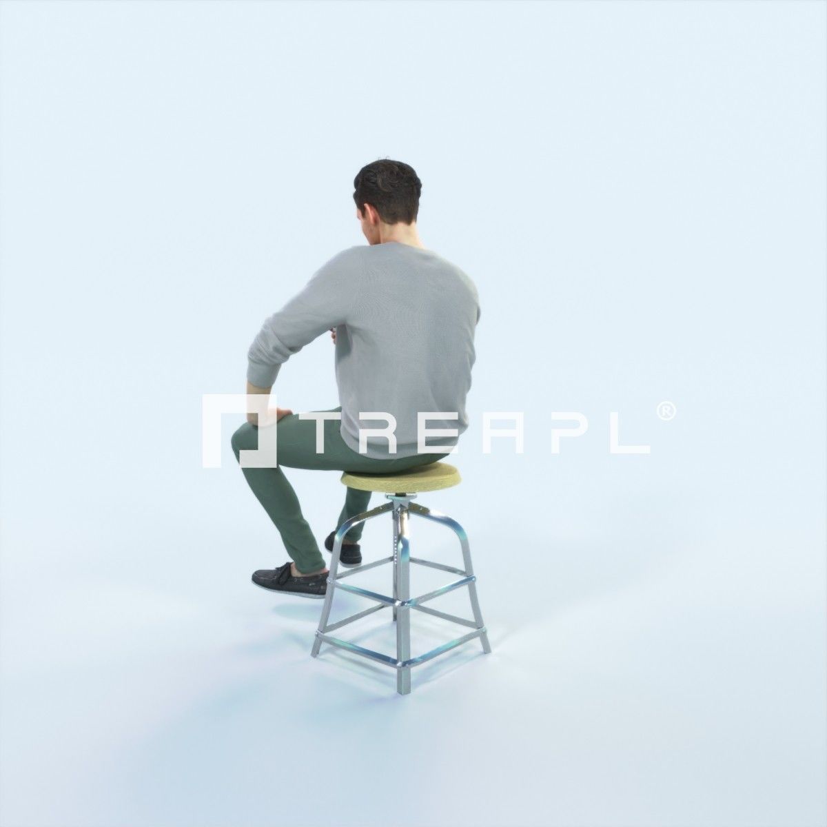 Virtue 03J Cell Phone Sitting Casual Man Low-poly 3D model_4