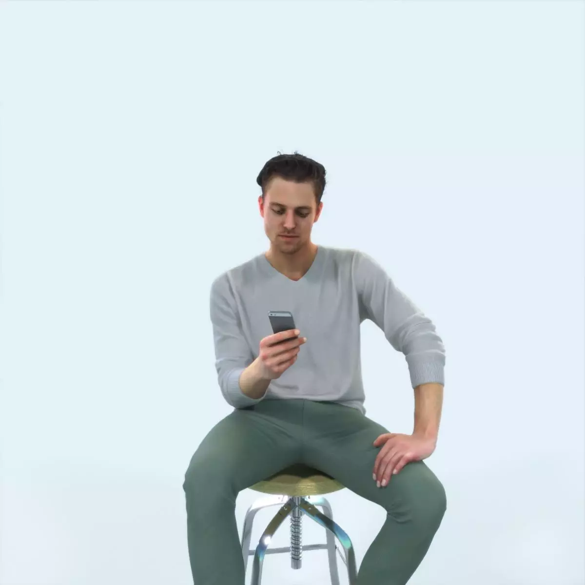 Virtue 03J Cell Phone Sitting Casual Man Low-poly 3D model_0