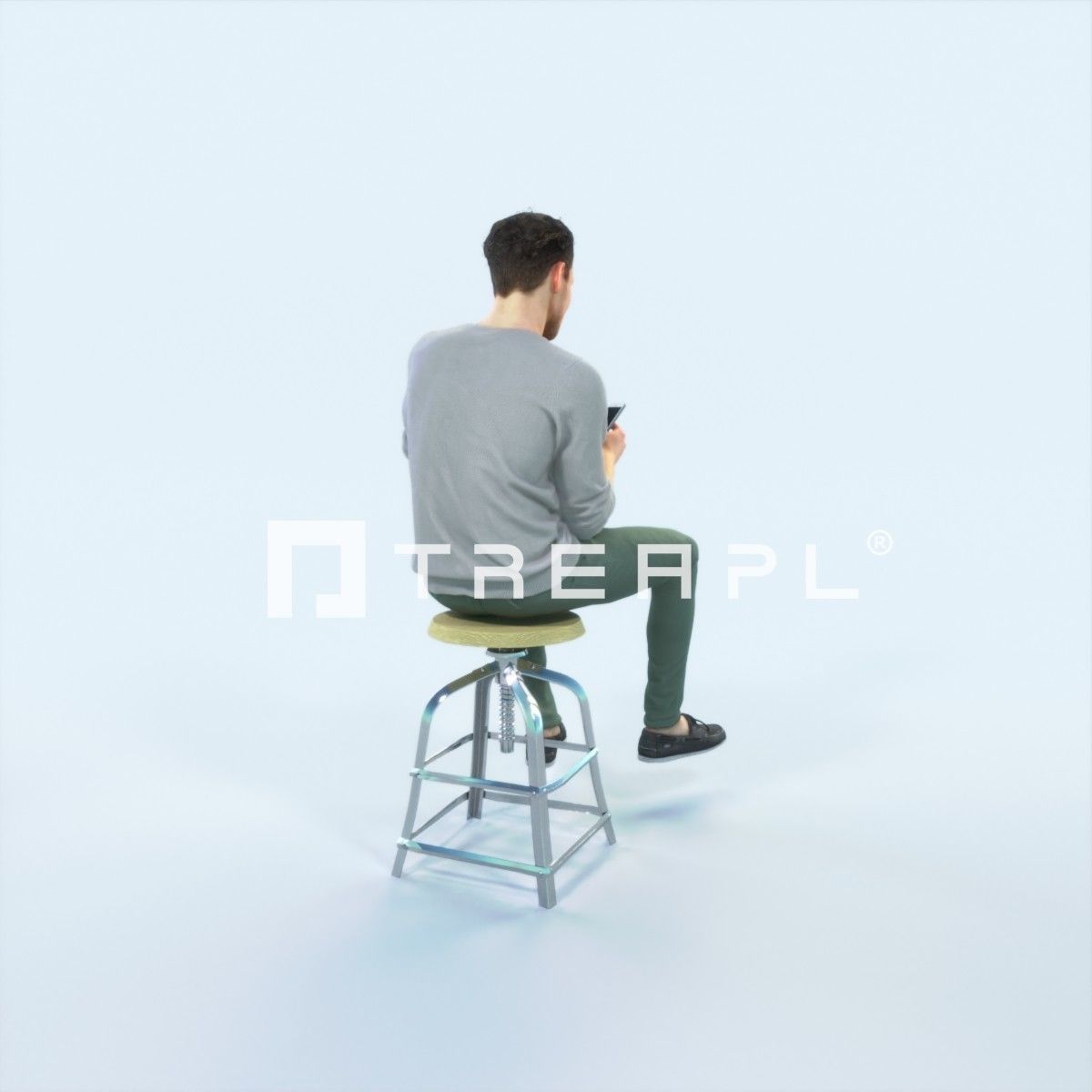 Virtue 03J Cell Phone Sitting Casual Man Low-poly 3D model_3