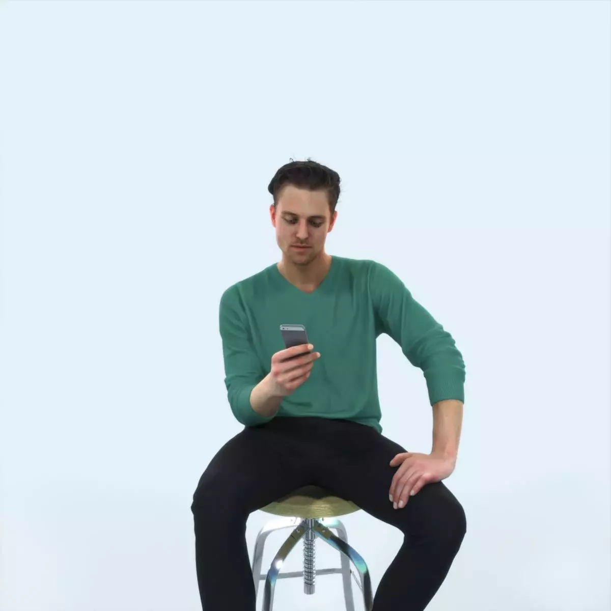 Virtue 03I Cell Phone Sitting Casual Man Low-poly 3D model_0