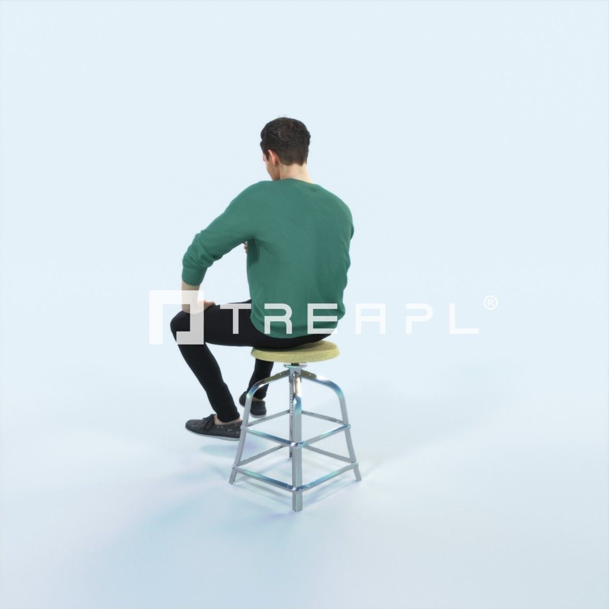 Virtue 03I Cell Phone Sitting Casual Man Low-poly 3D model_4