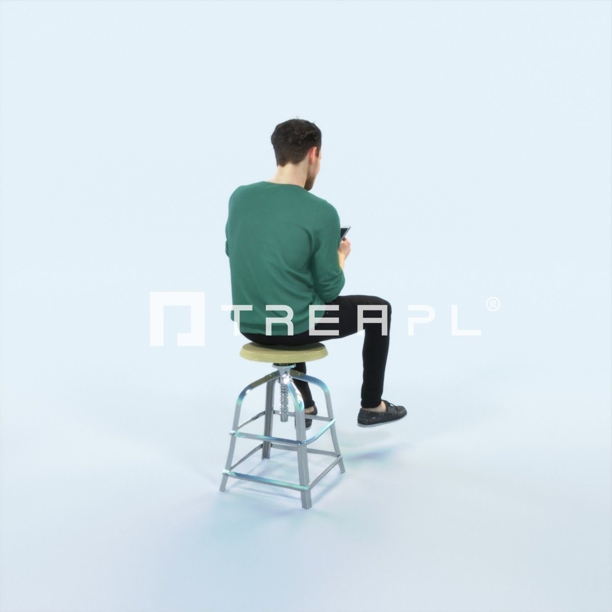 Virtue 03I Cell Phone Sitting Casual Man Low-poly 3D model_3